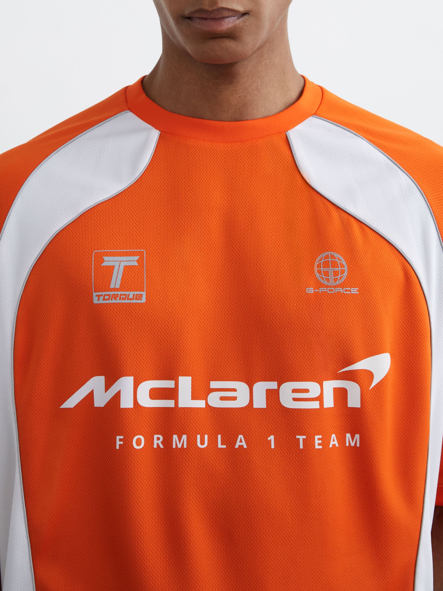 McLaren Racing Relaxed Contrast Driver T-Shirt Unisex-Fit in Papaya Orange - Image 4 of 8