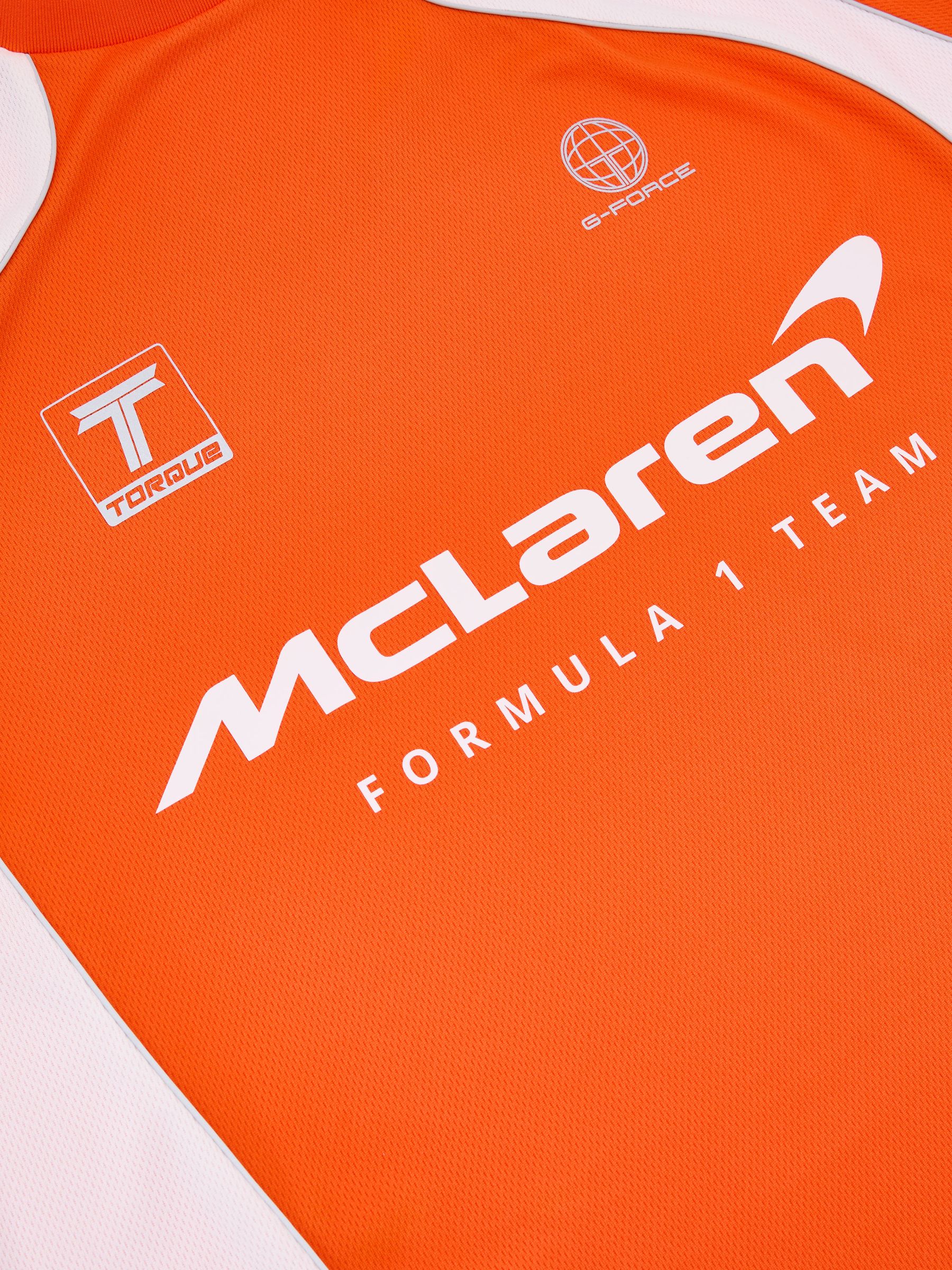 McLaren Racing Relaxed Contrast Driver T-Shirt Unisex-Fit in Papaya Orange - Image 8 of 8
