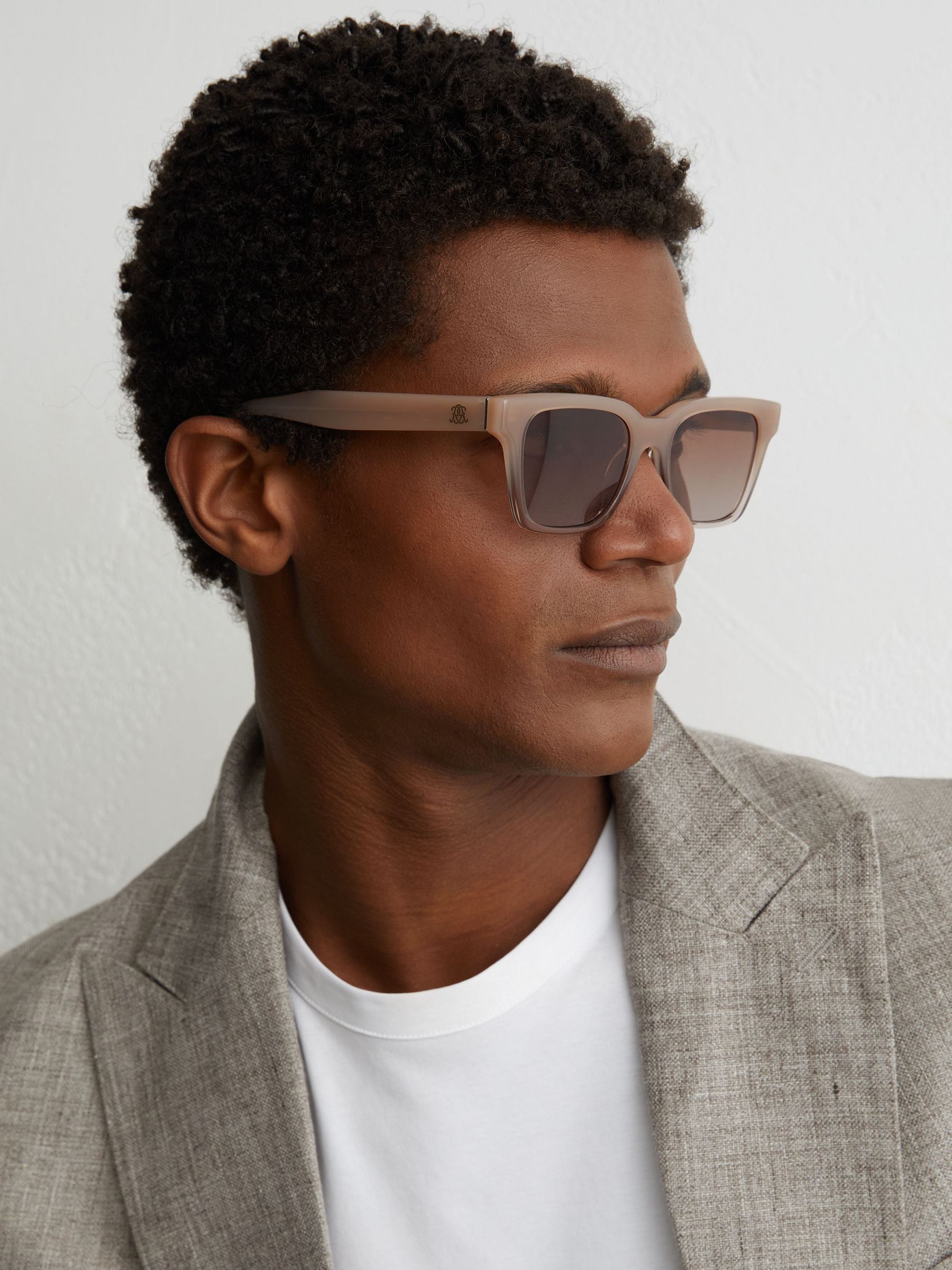 MessyWeekend Rectangle-Frame Sunglasses in Taupe - Image 4 of 6