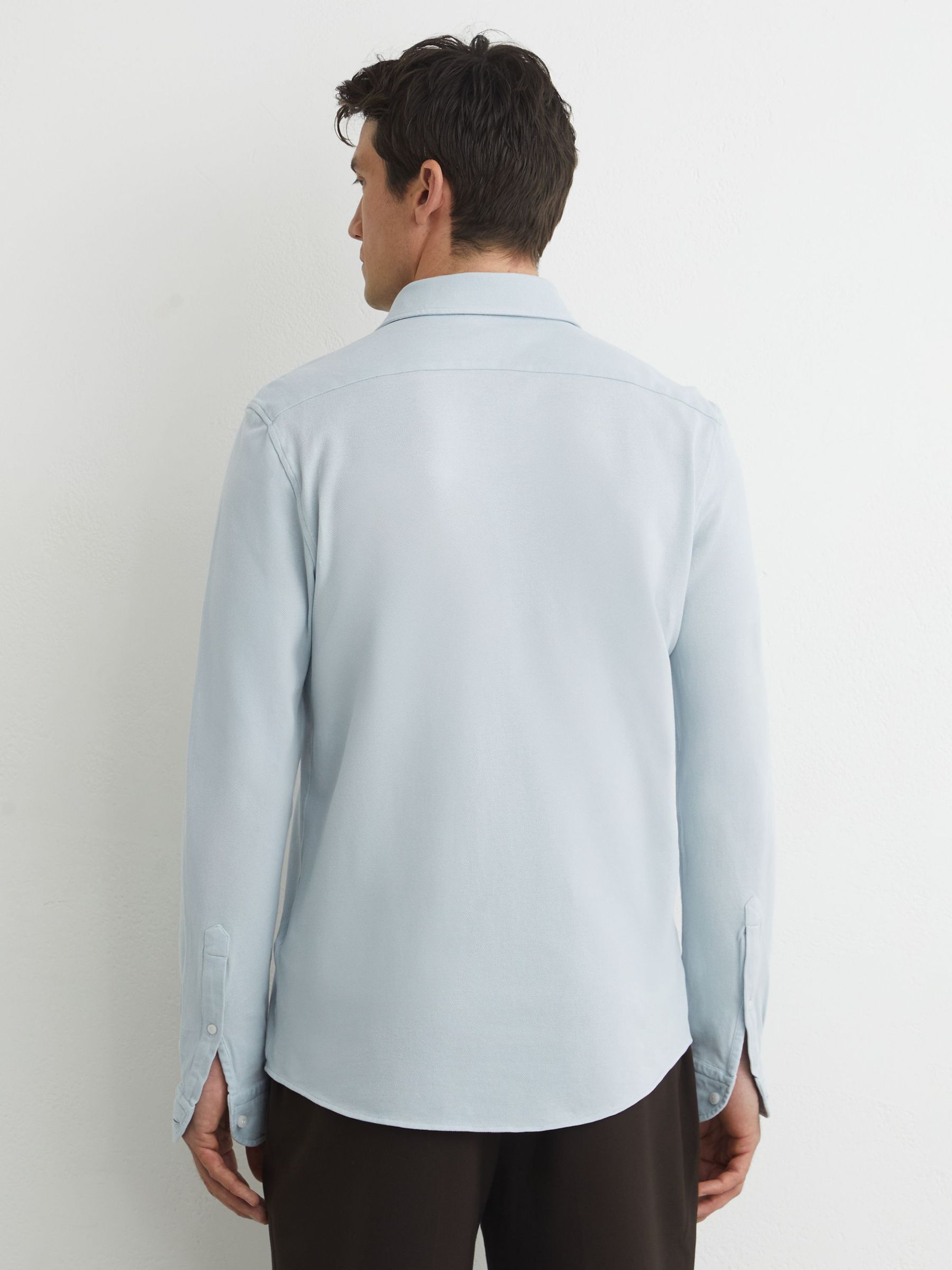 Cotton-Piqué Garment-Dyed Shirt Regular-Fit in Soft Blue - Image 5 of 6