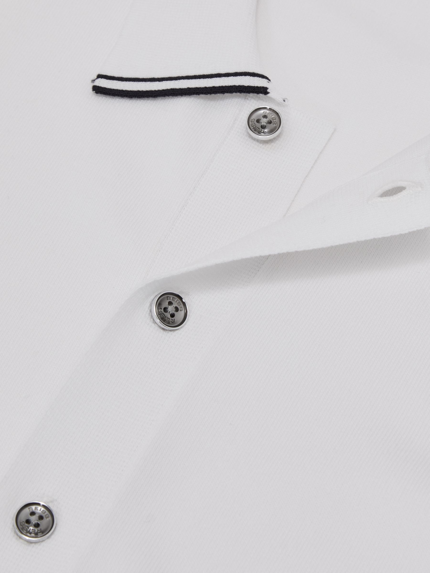 Colour-Block Knit Button-Through Shirt in Navy/White - image 3