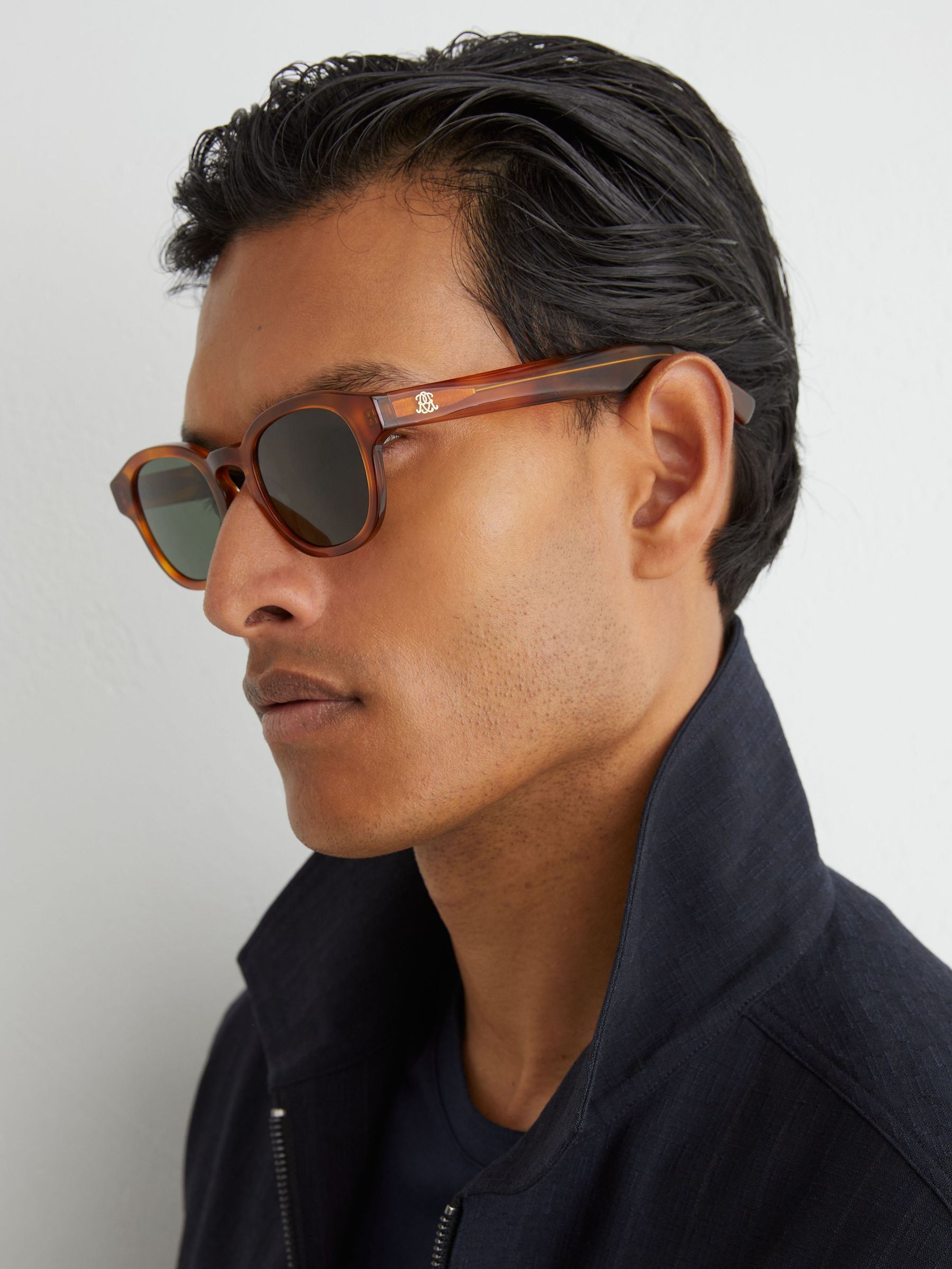 MessyWeekend Round-Frame Sunglasses in Tortoise / Green - Image 4 of 6