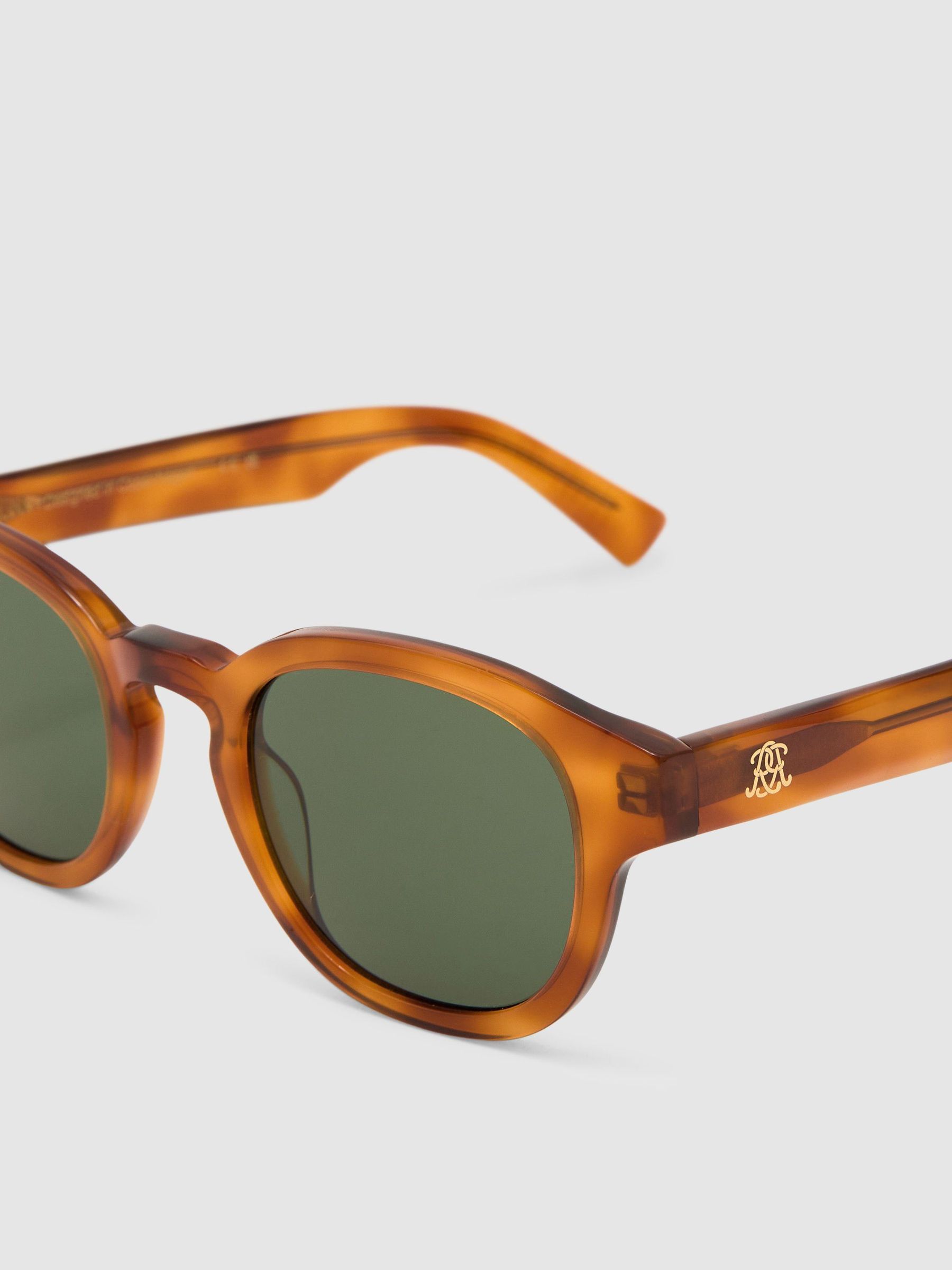 MessyWeekend Round-Frame Sunglasses in Tortoise / Green - Image 5 of 6