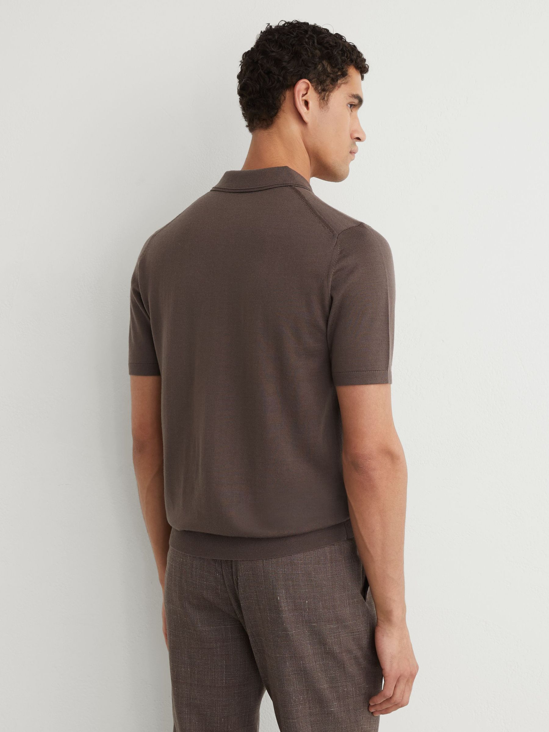 Merino Wool Short-Sleeve Polo Shirt in Ridge Brown - image 5