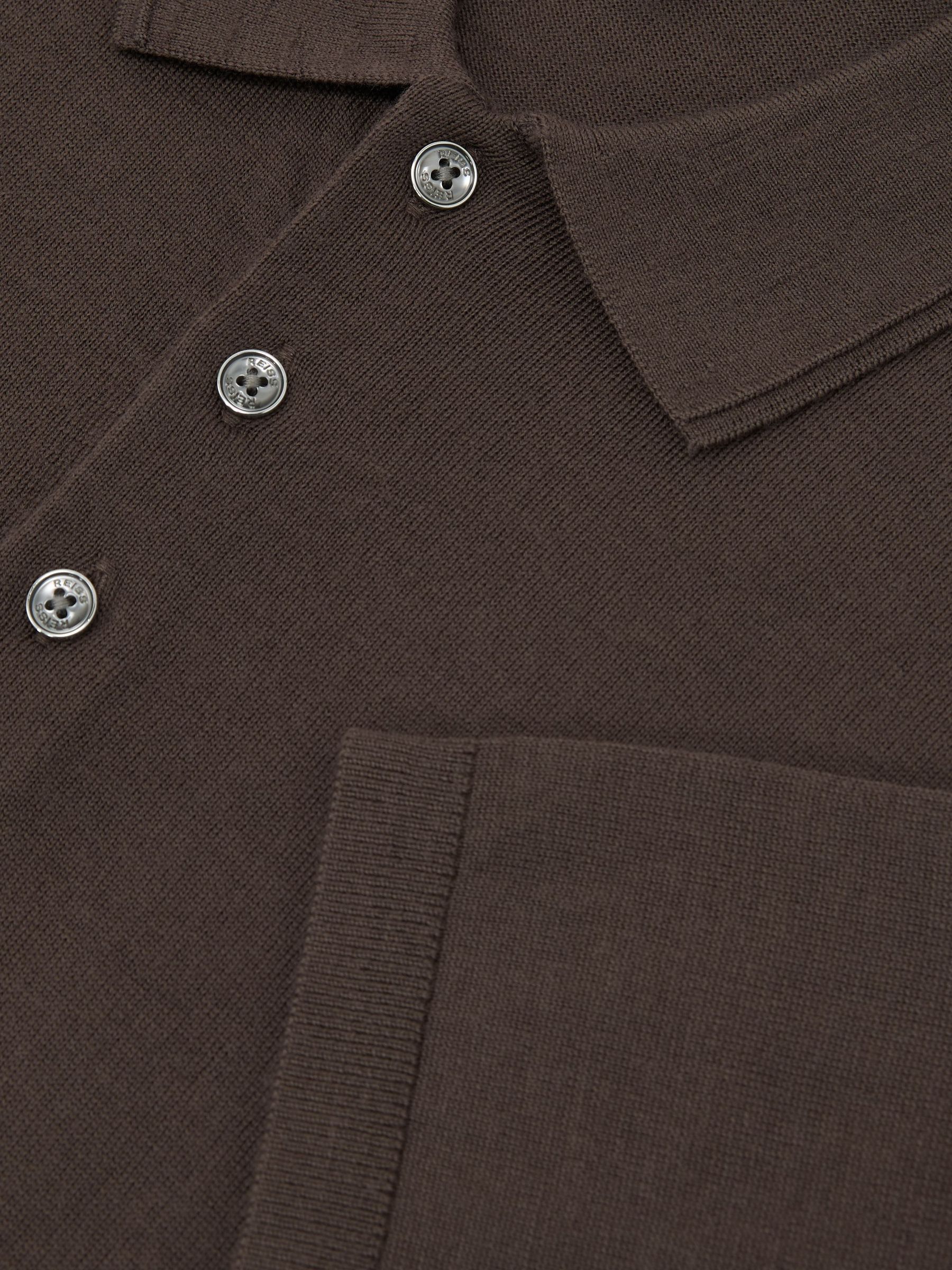 Merino Wool Short-Sleeve Polo Shirt in Ridge Brown - Image 6 of 6