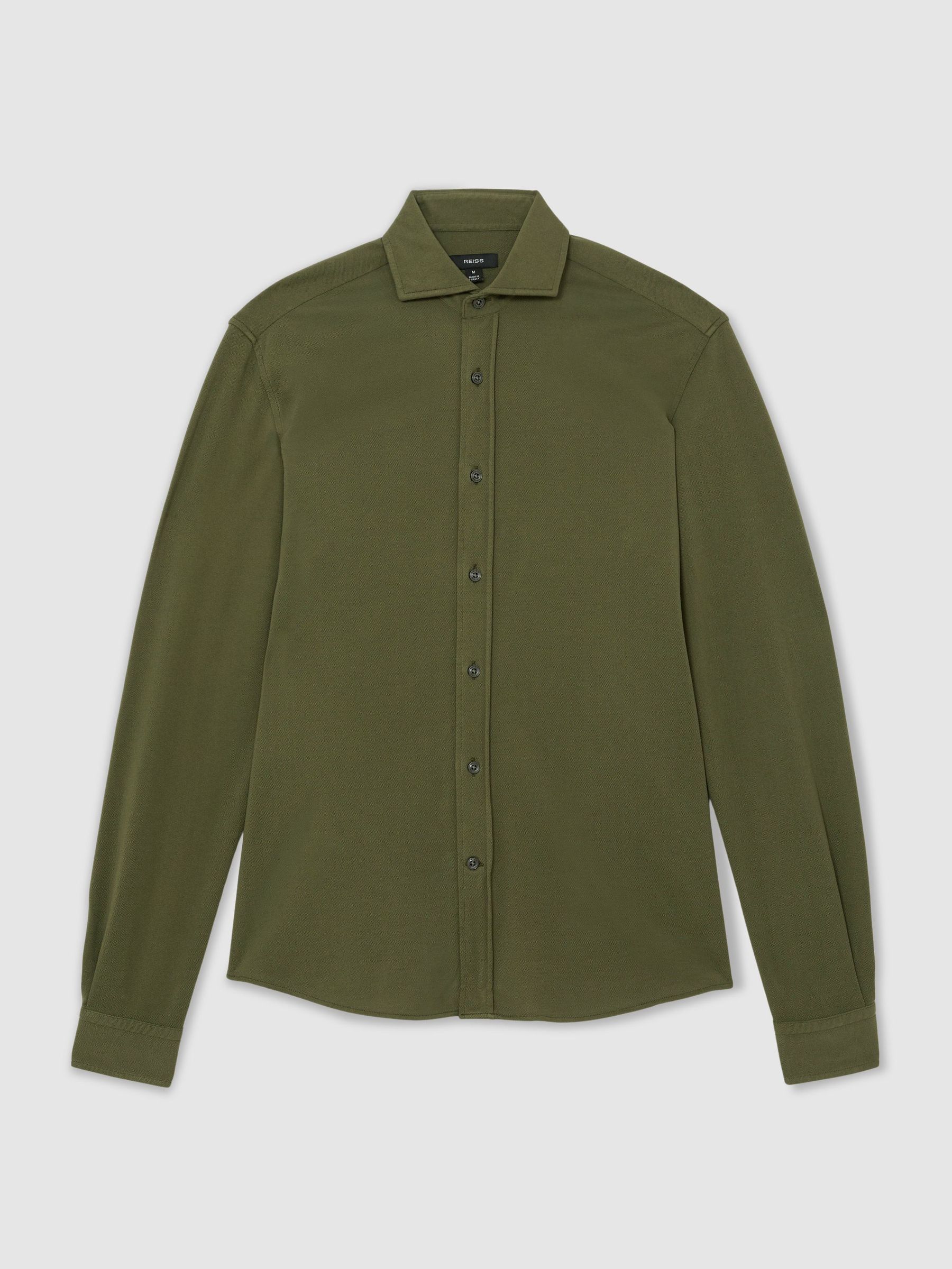 Cotton-Piqué Garment-Dyed Shirt Regular-Fit in Green - Image 2 of 6