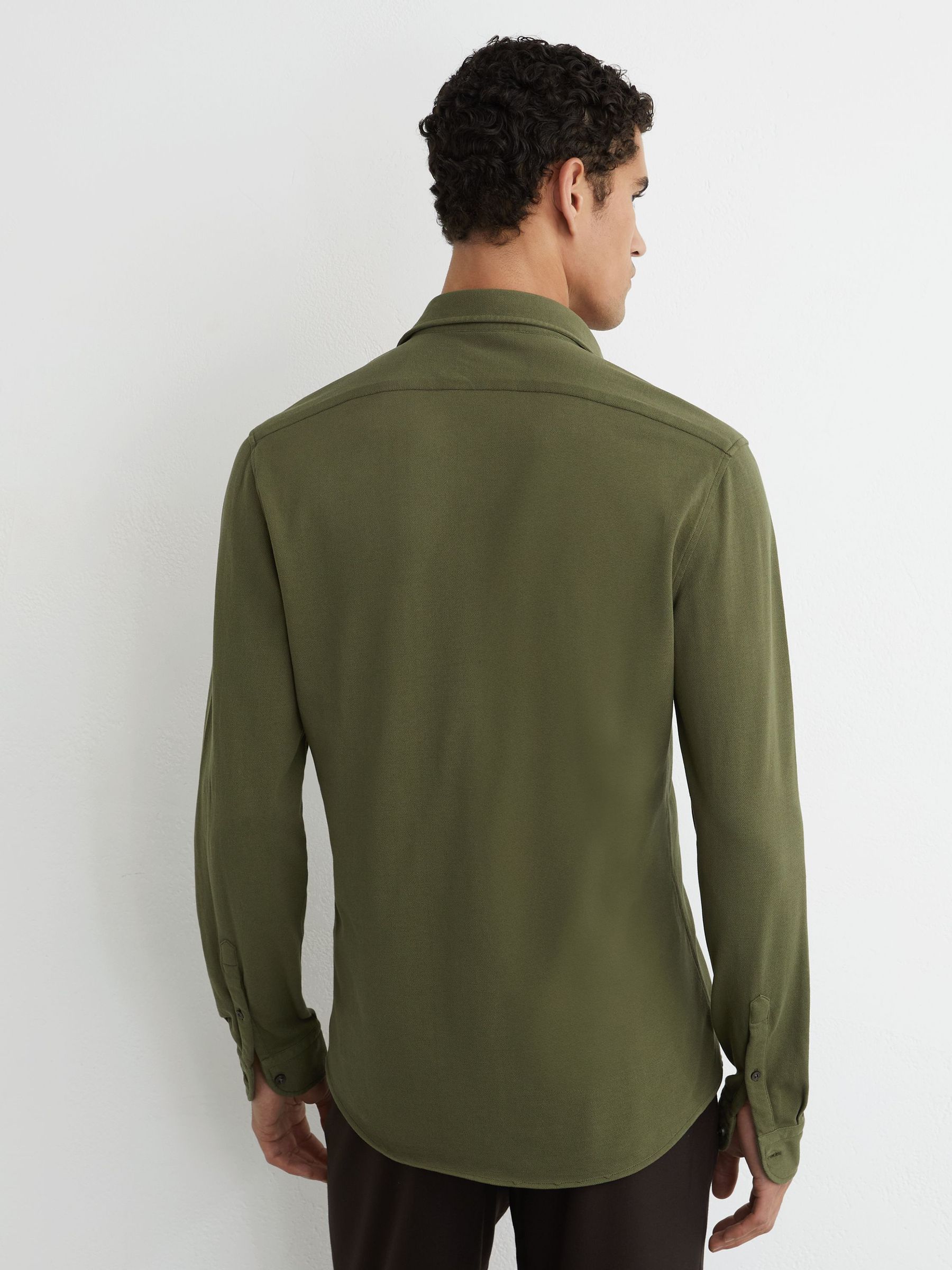 Cotton-Piqué Garment-Dyed Shirt Regular-Fit in Green - Image 5 of 6