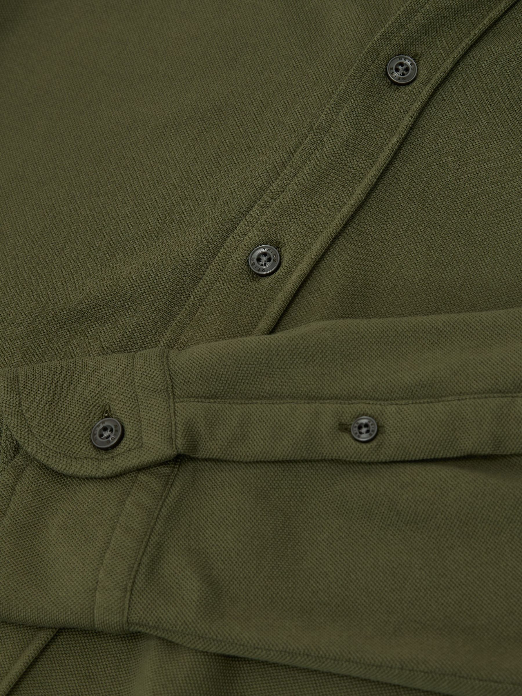 Cotton-Piqué Garment-Dyed Shirt Regular-Fit in Green - Image 6 of 6