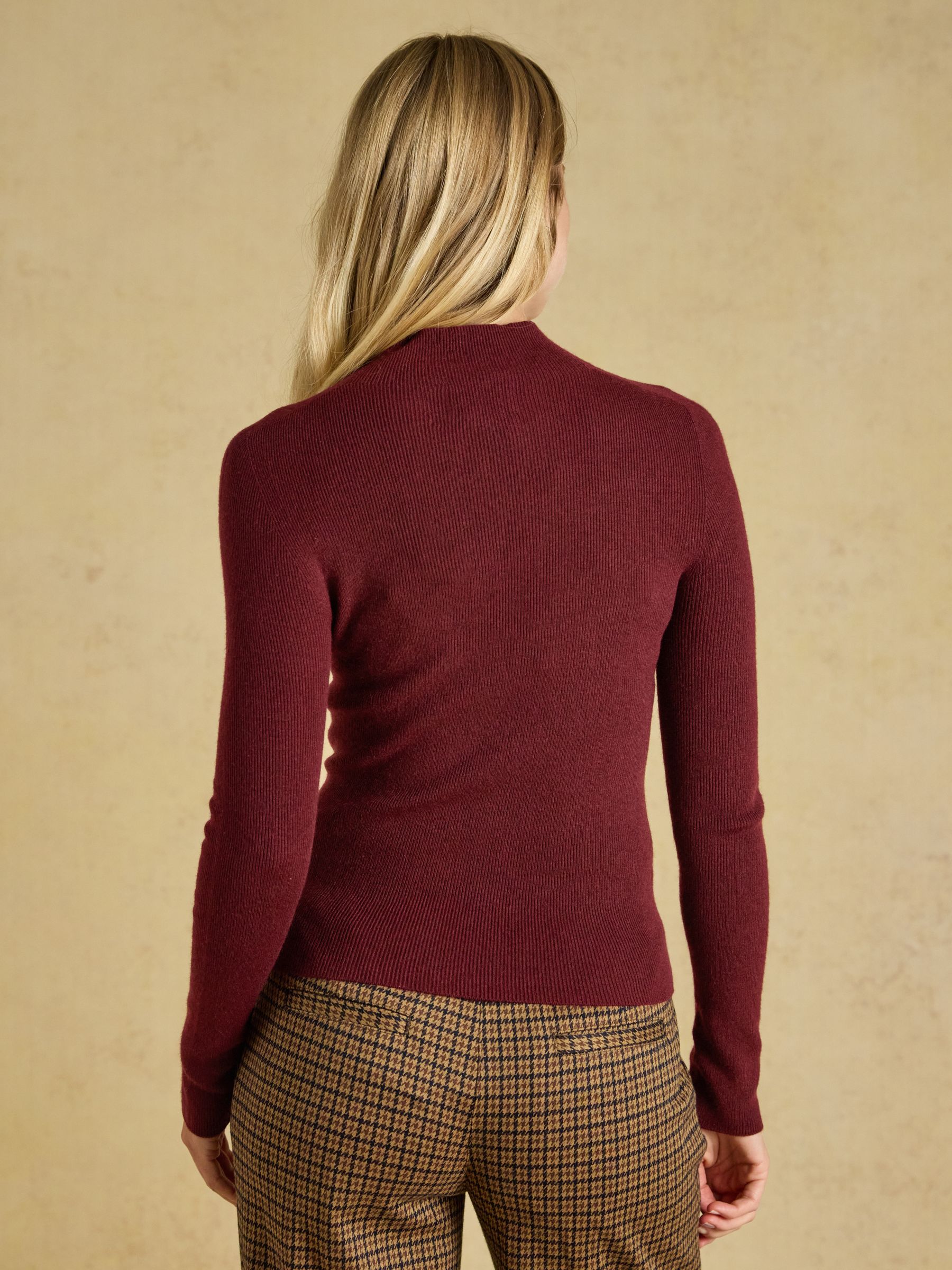 Seamless Burgundy Red Knitted Long Sleeve Slim Fit Top - Image 3 of 7