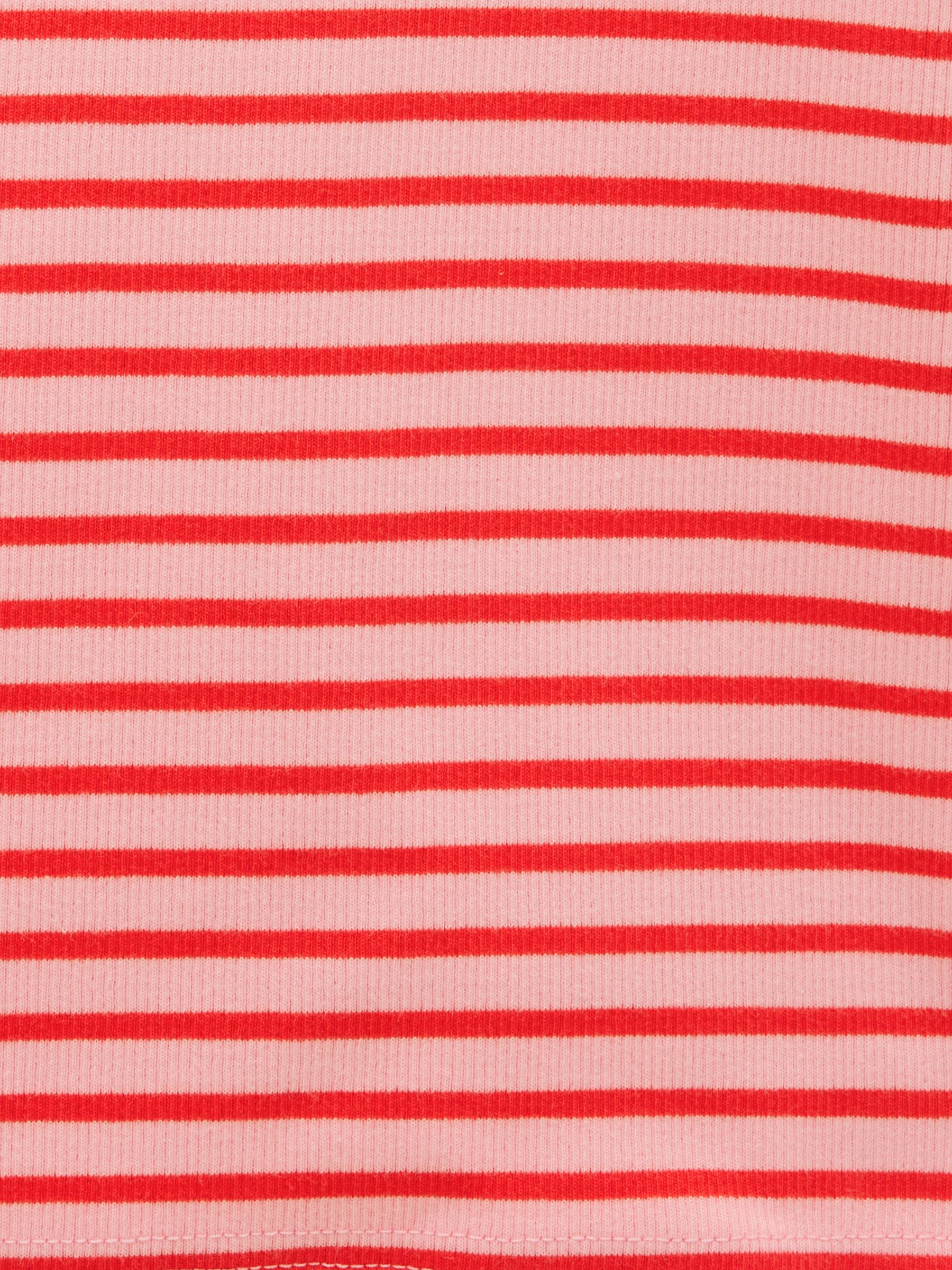 Girls' Sophie Red & Pink Striped Long Sleeve Ribbed Top - Image 5 of 5