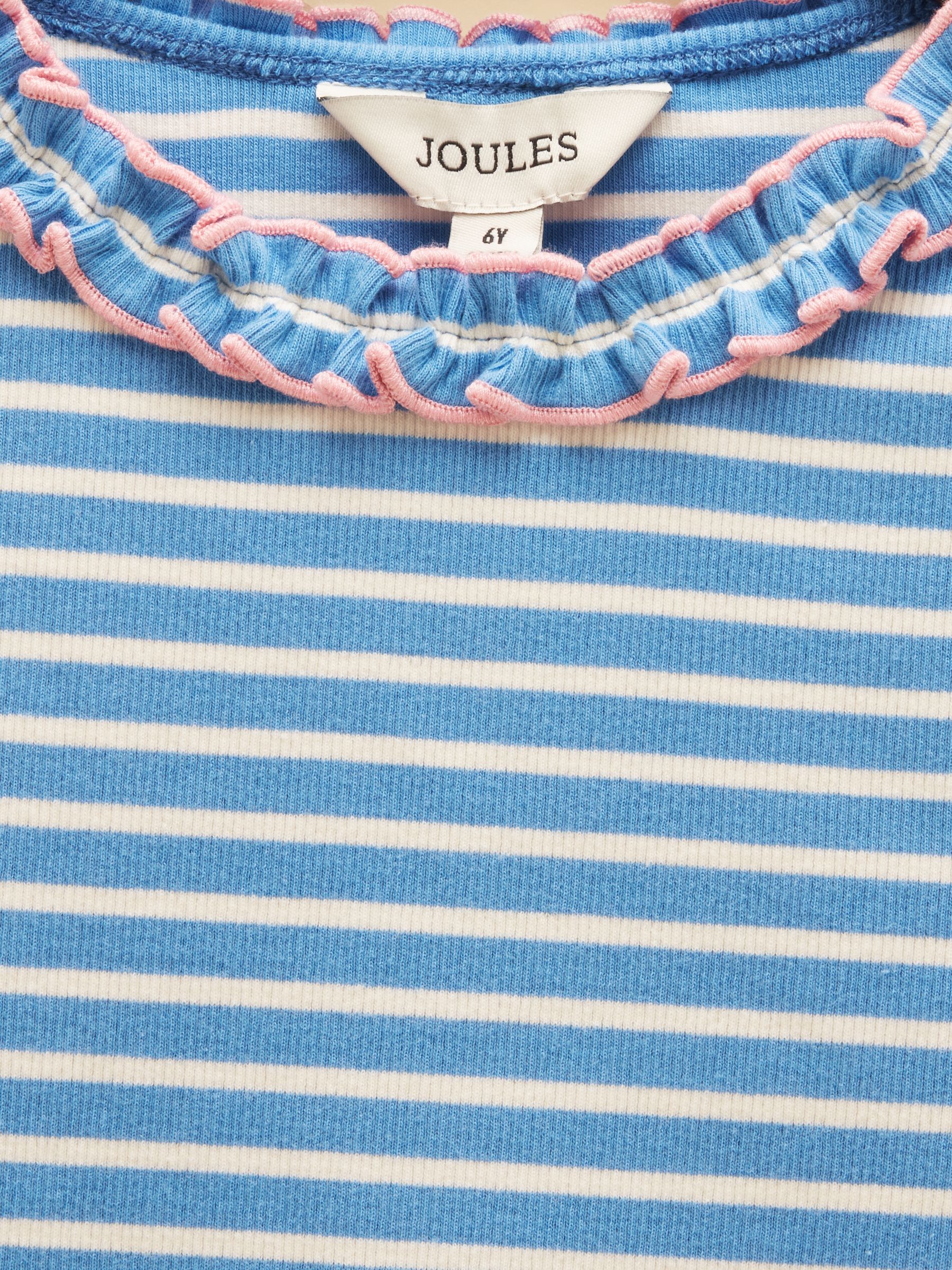 Girls' Sophie Cream & Blue Striped Long Sleeve Ribbed Top - Image 4 of 4