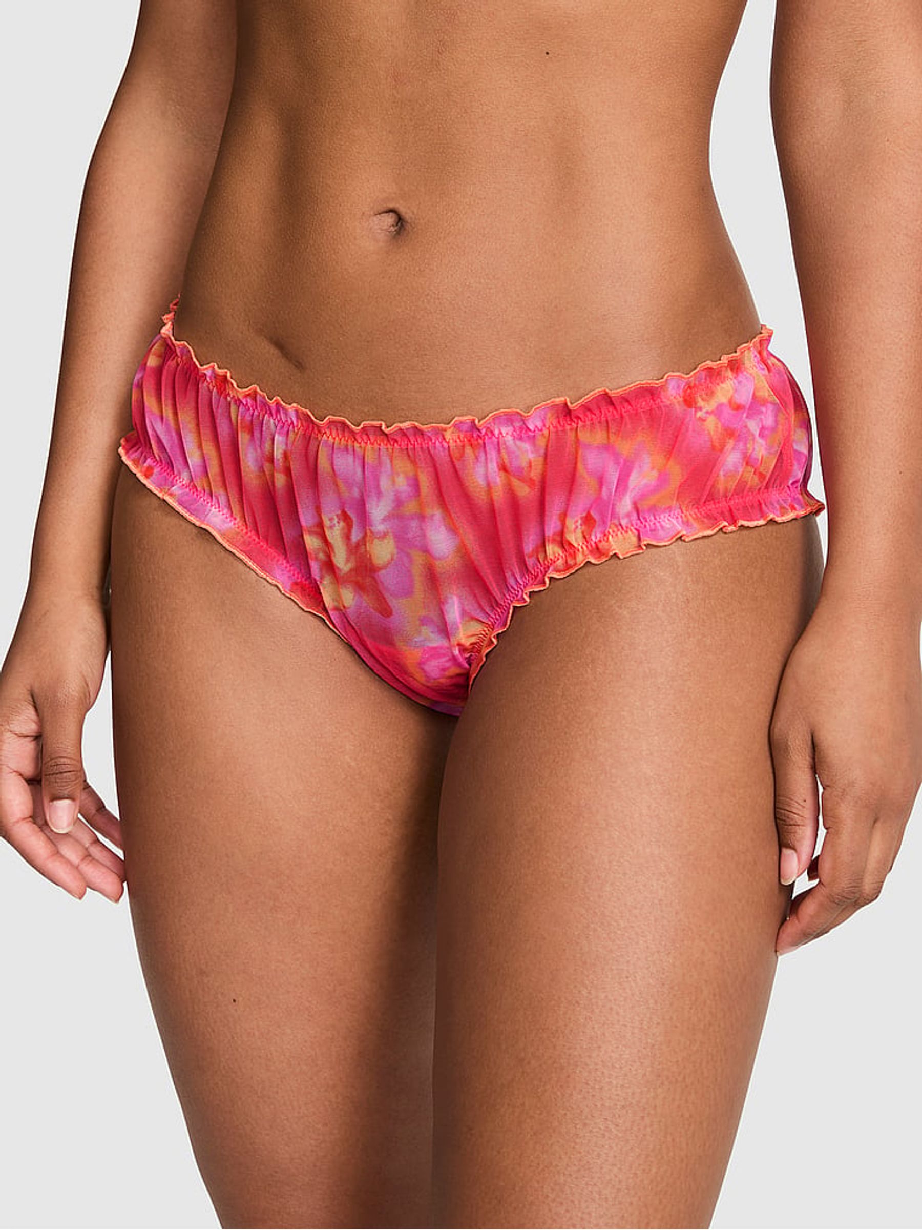 Pink Hibiscus Cheeky Mesh Knickers - Image 1 of 2
