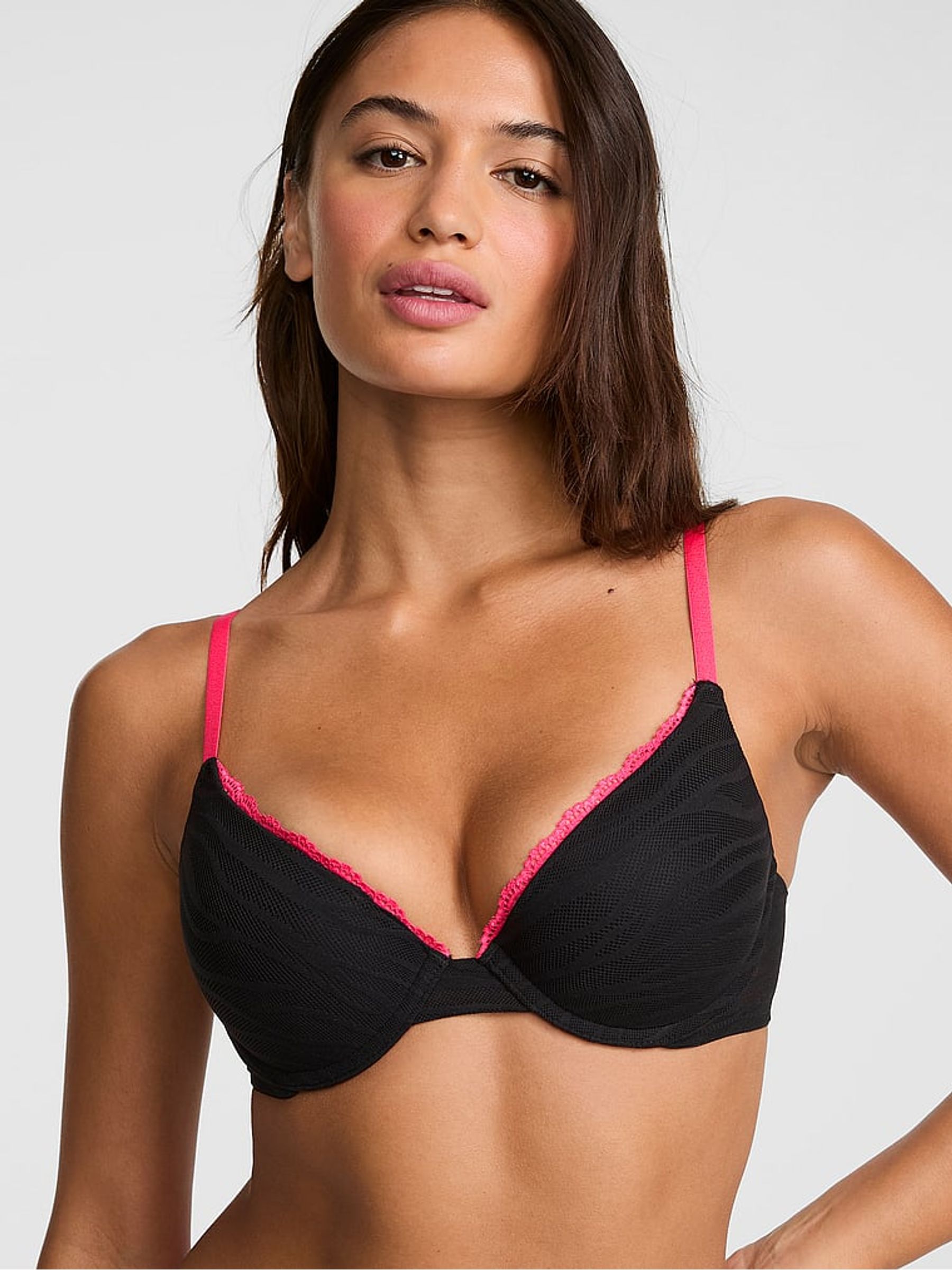 Black Push Up Zebra Lace Bra - Image 1 of 2