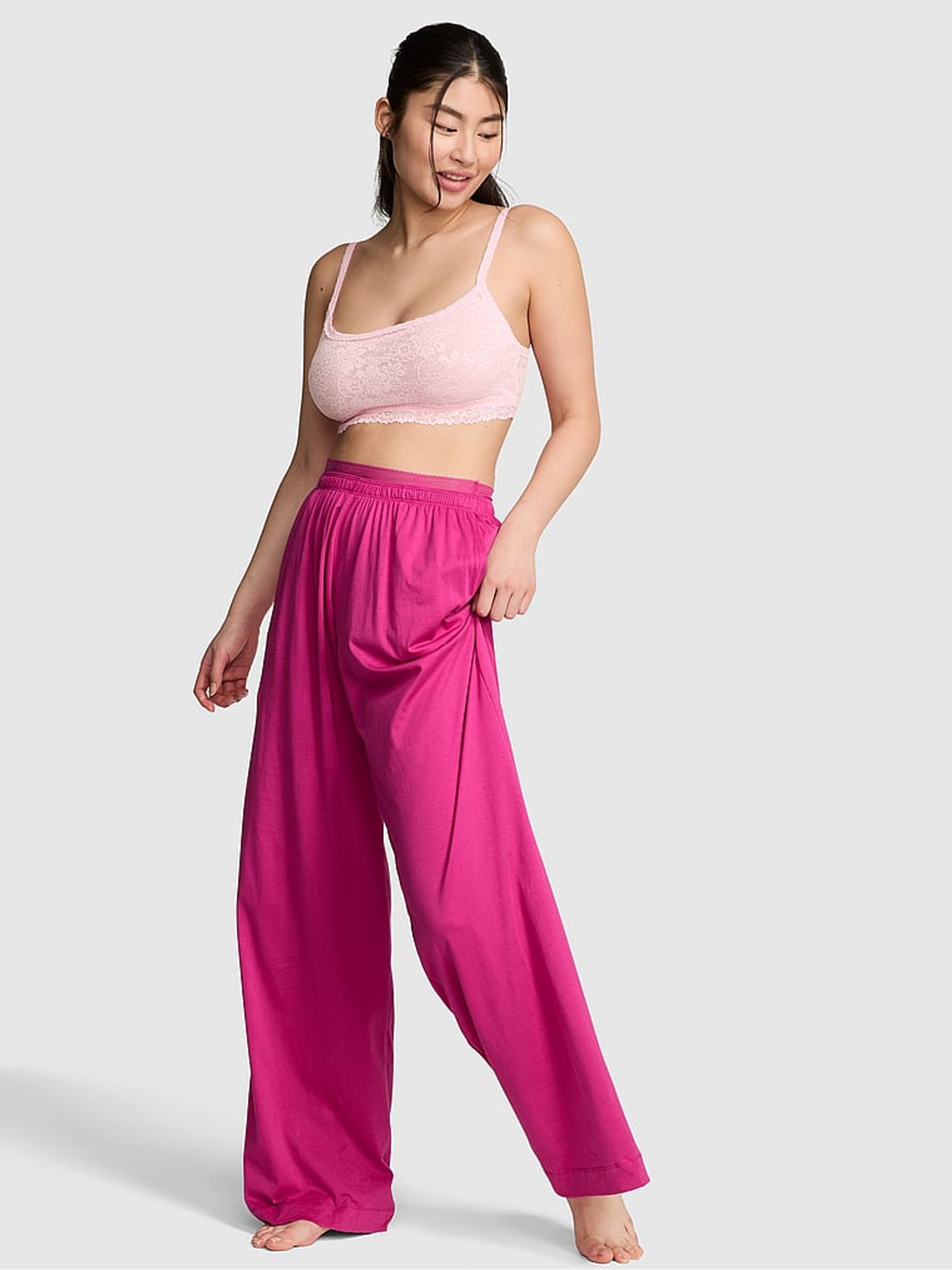 Coconut Pink Stripes Jersey Long Pyjama Bottoms - Image 1 of 2