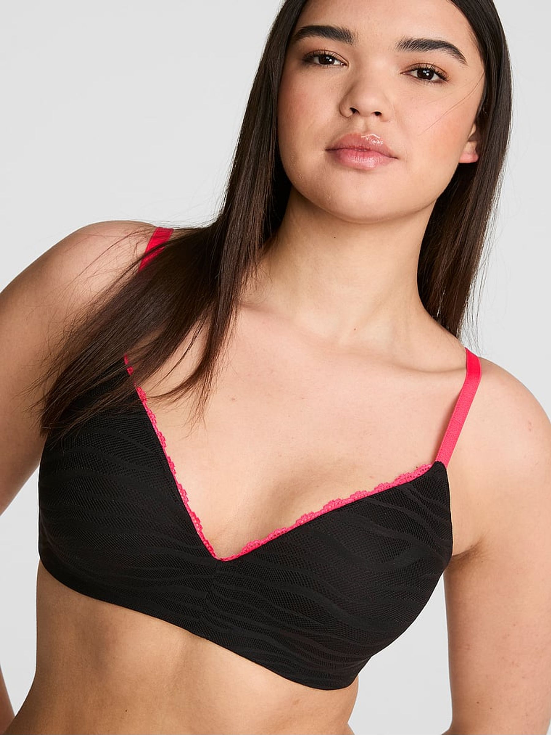 Black Non Wired Lightly Lined Zebra Lace Bra - Image 1 of 2