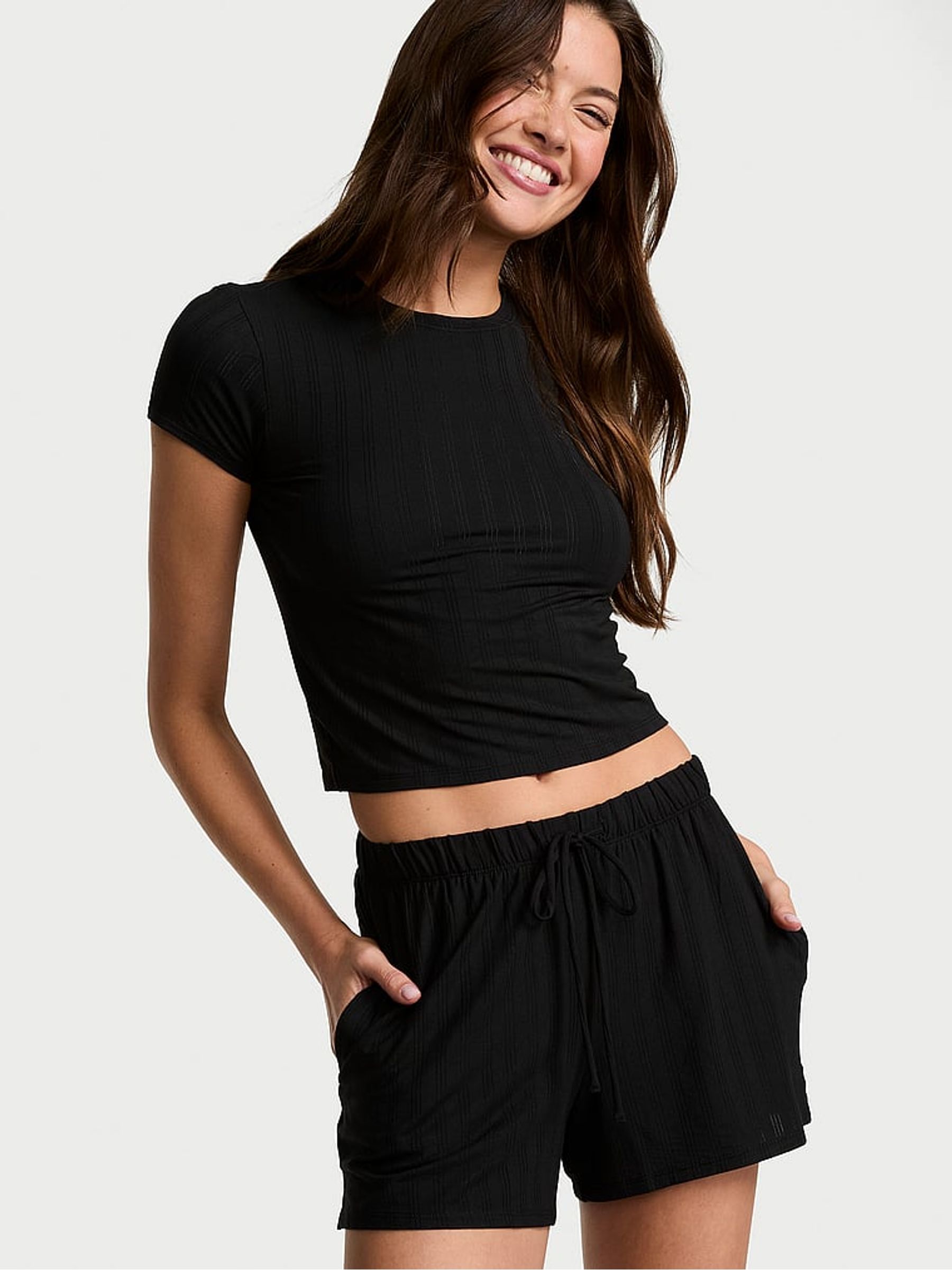 Black Modal Ultra Fine Shorts - Image 1 of 2