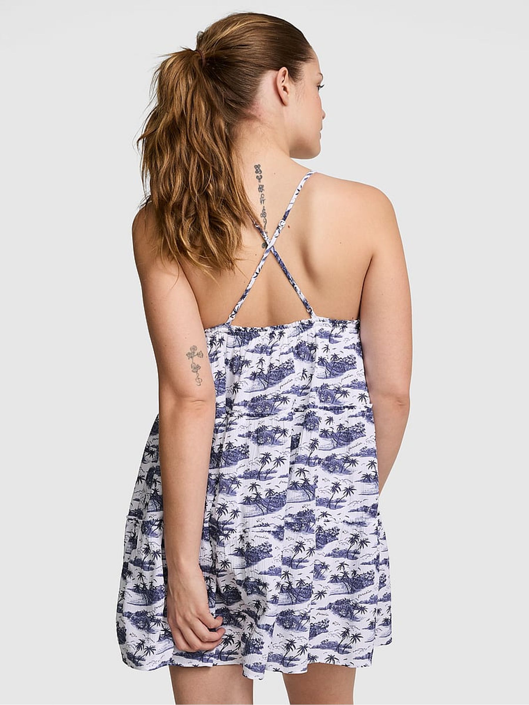 Noir Navy Blue Toile Tiered Dress - Image 2 of 2