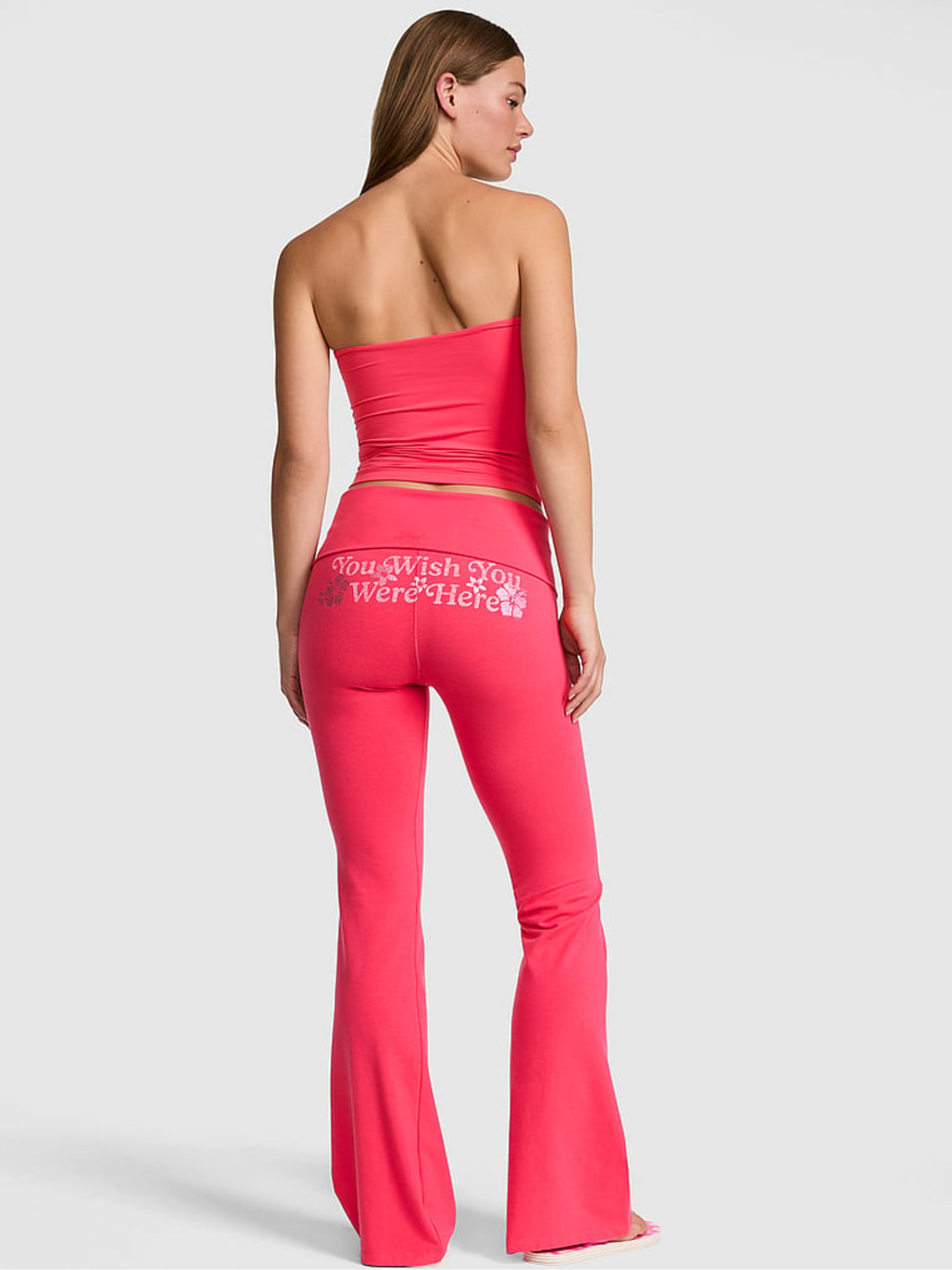 Candy Pink Foldover Leggings - Image 2 of 2