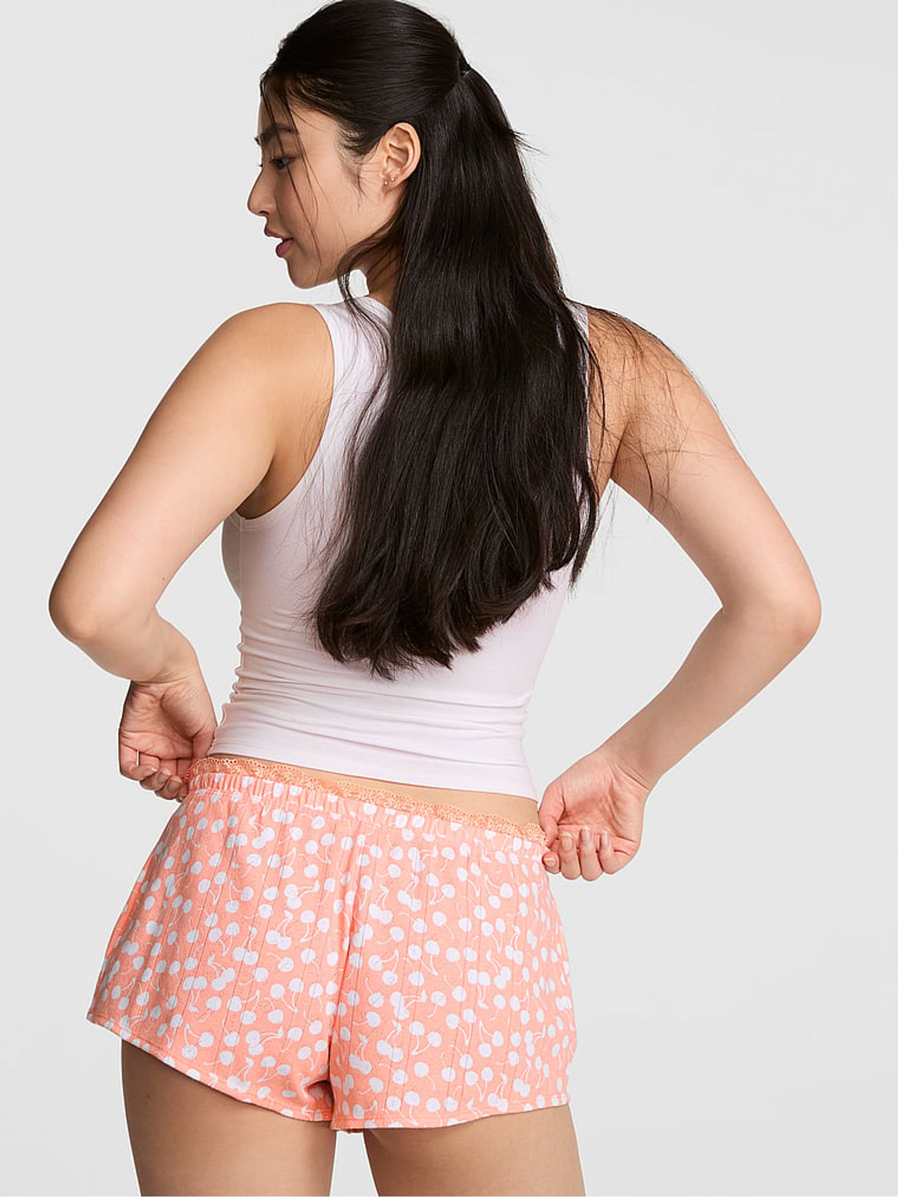 Peach Tree Orange Pointelle Micro Pyjama Bottoms - Image 2 of 2