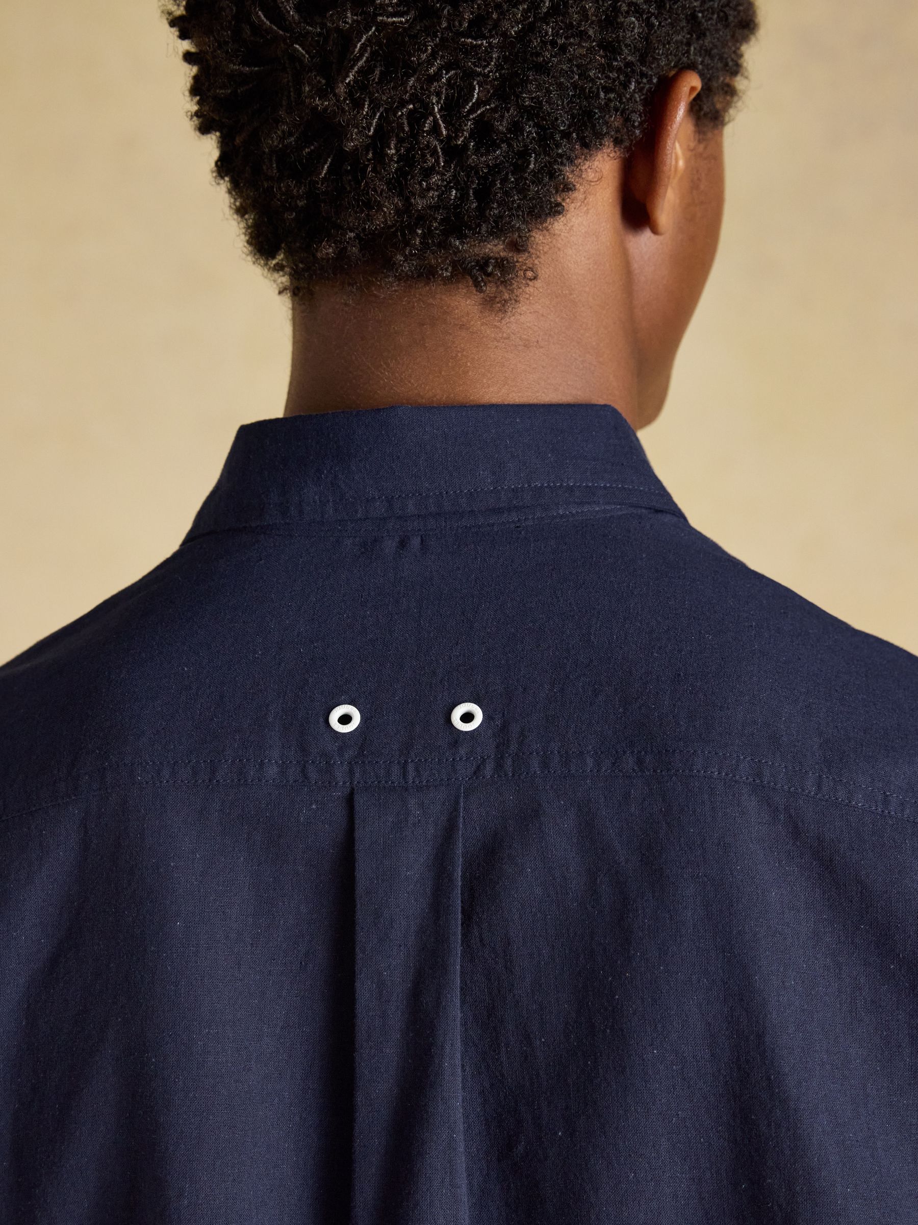 Navy Linen Blend Short Sleeve Shirt - Image 6 of 9