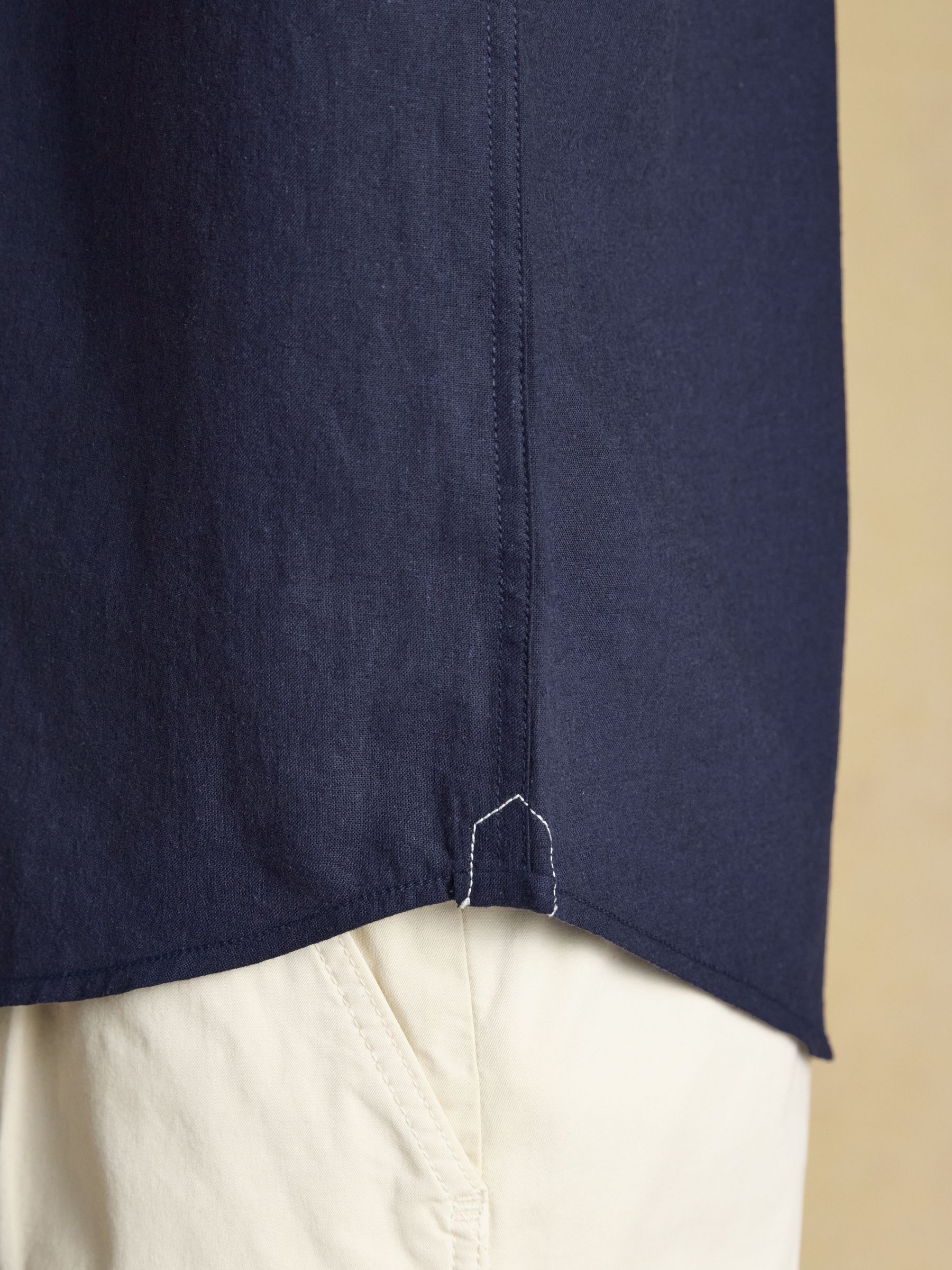 Navy Linen Blend Short Sleeve Shirt - Image 7 of 9
