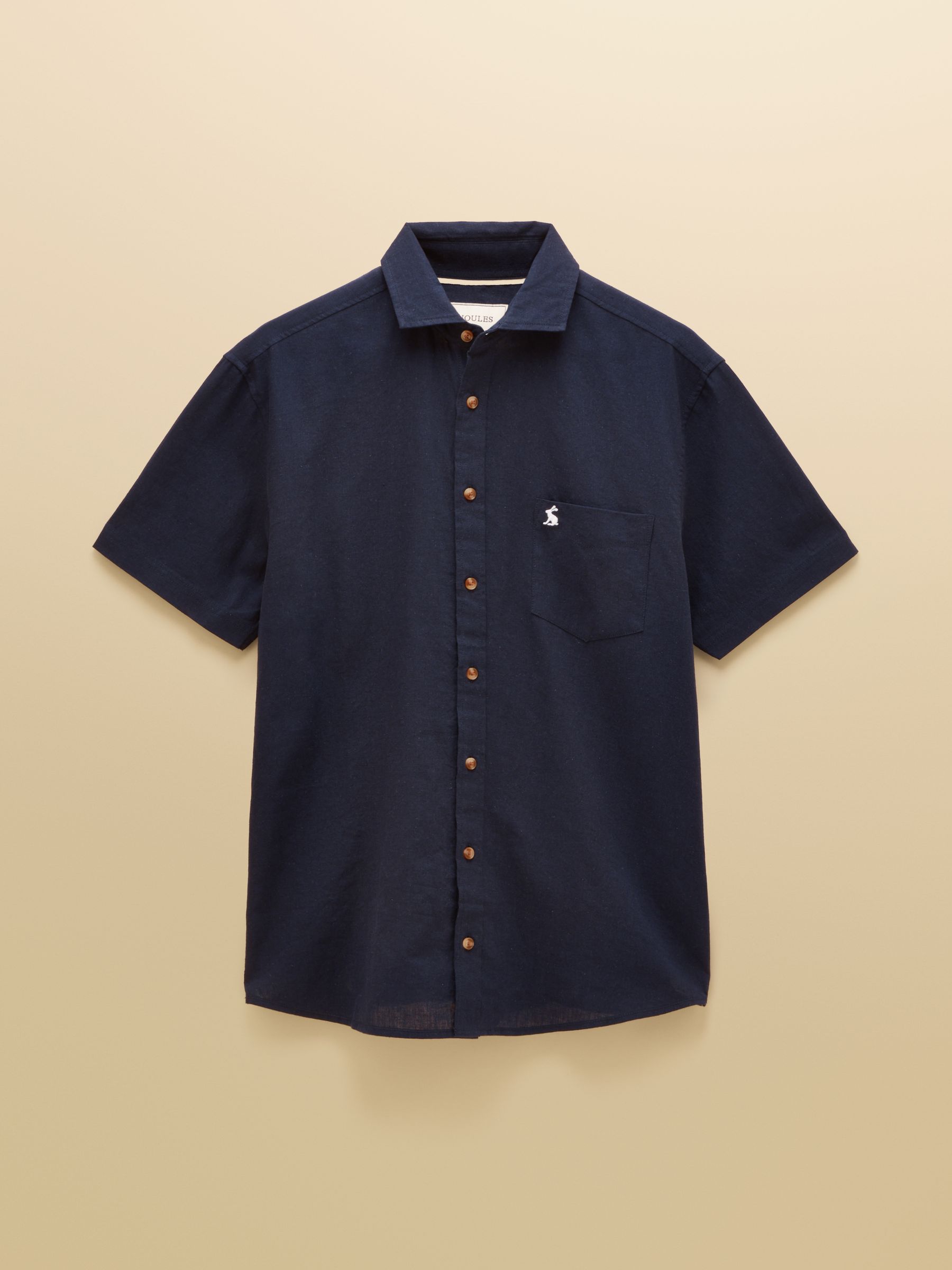 Navy Linen Blend Short Sleeve Shirt - Image 8 of 9