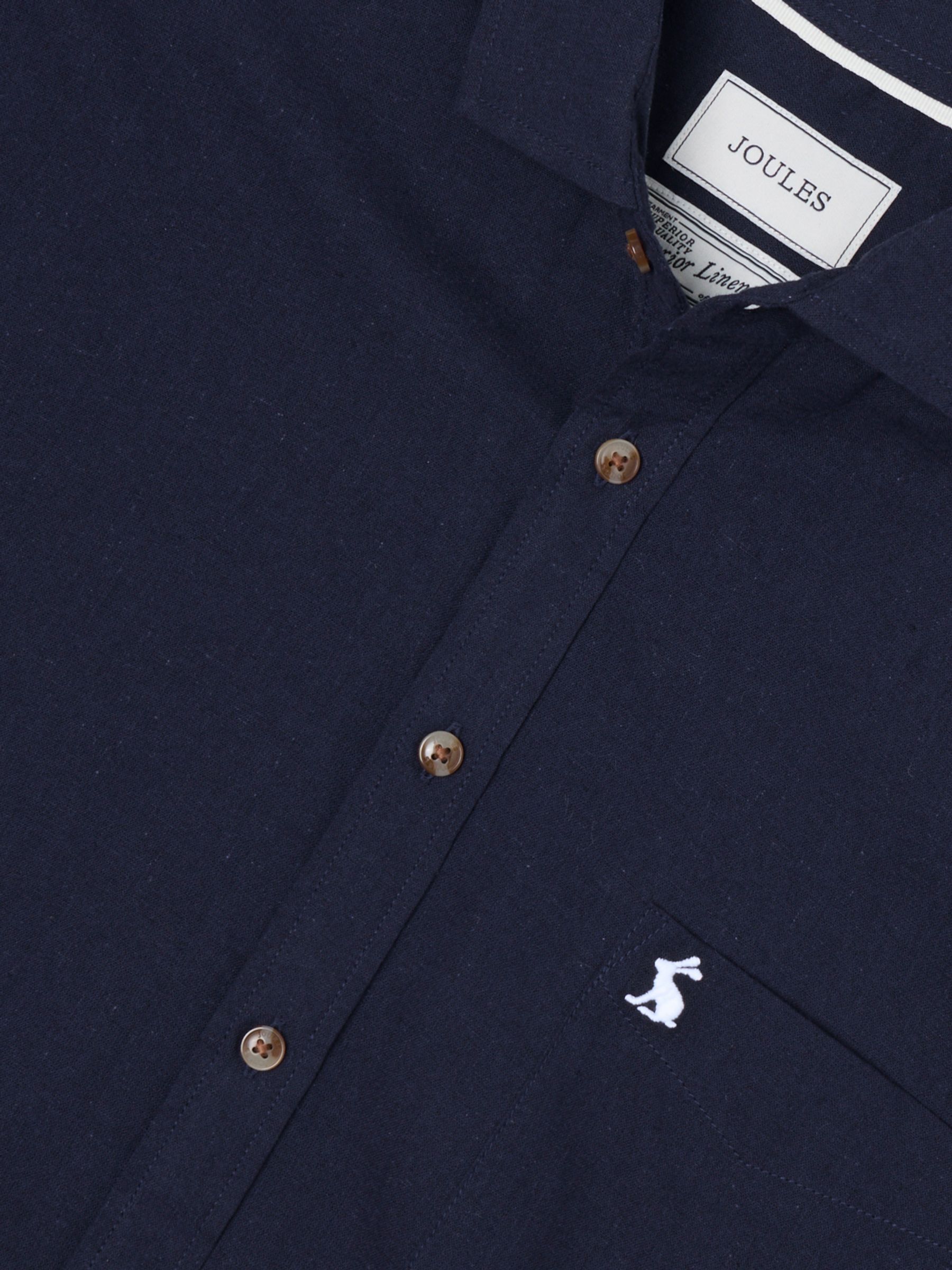 Navy Linen Blend Short Sleeve Shirt - Image 9 of 9