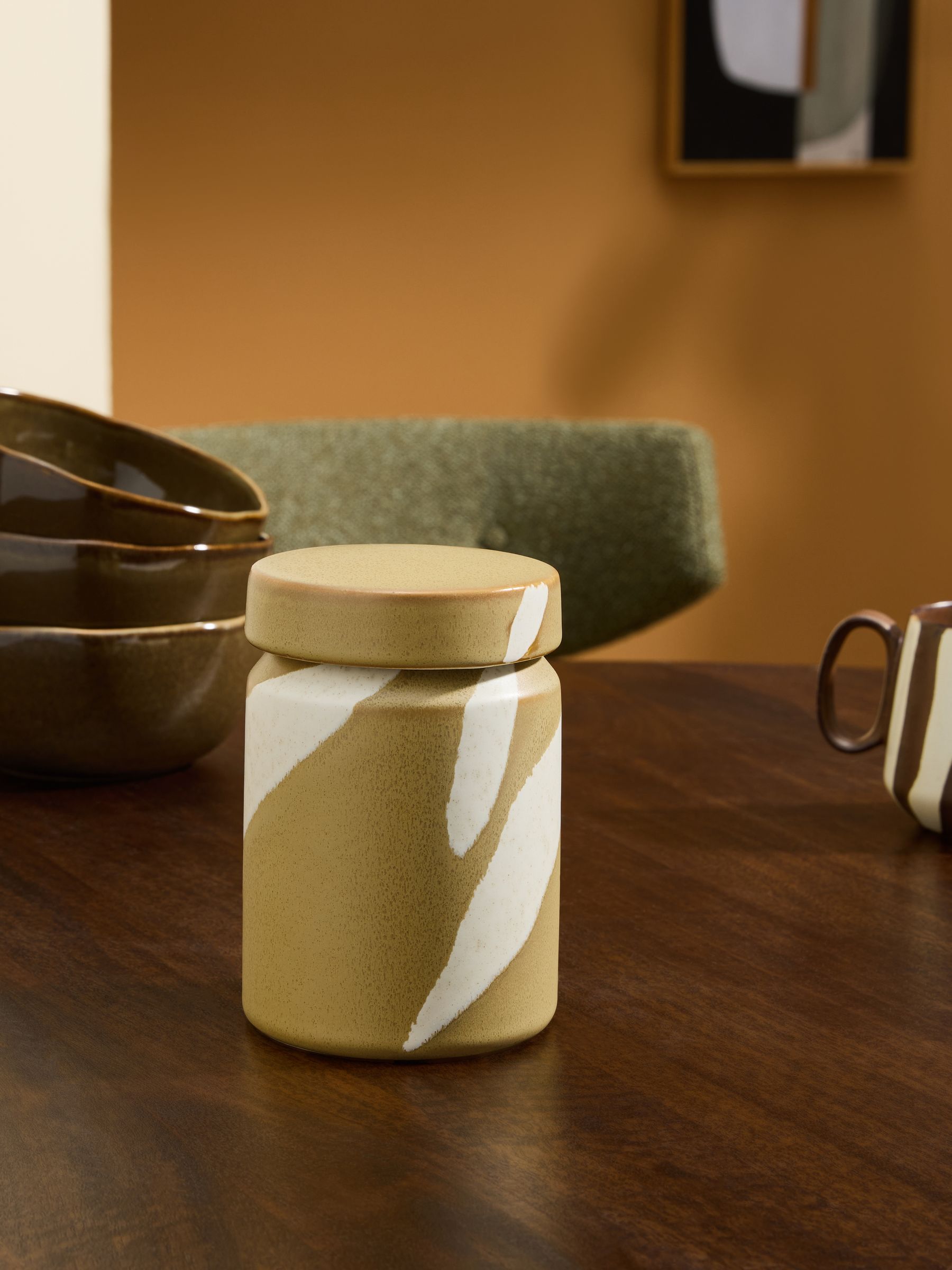 Enzo Mustard Storage Jar in Yellow - Image 1 of 4