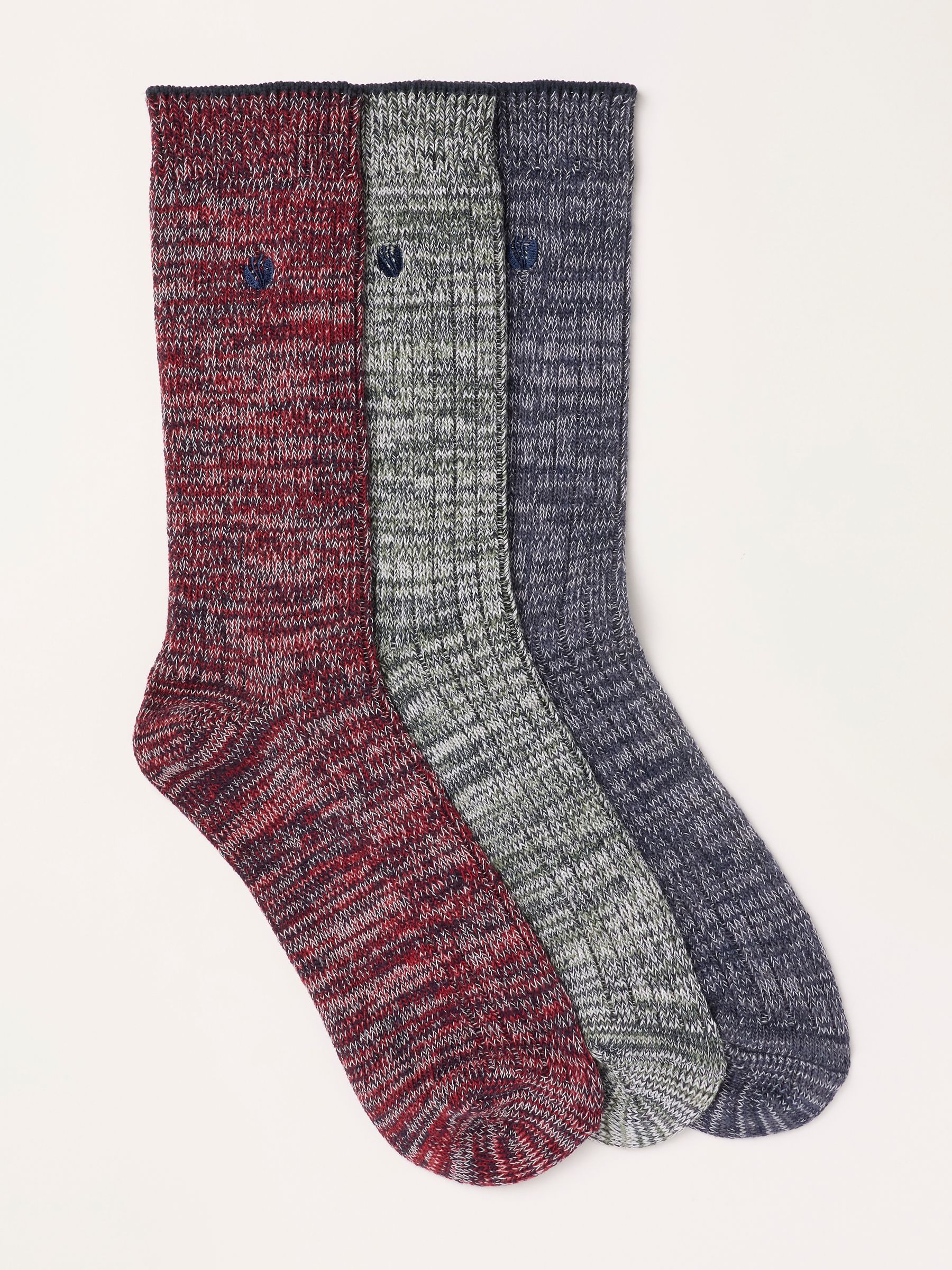 3 Pack Red/Grey/Navy Boot Socks - Image 1 of 3