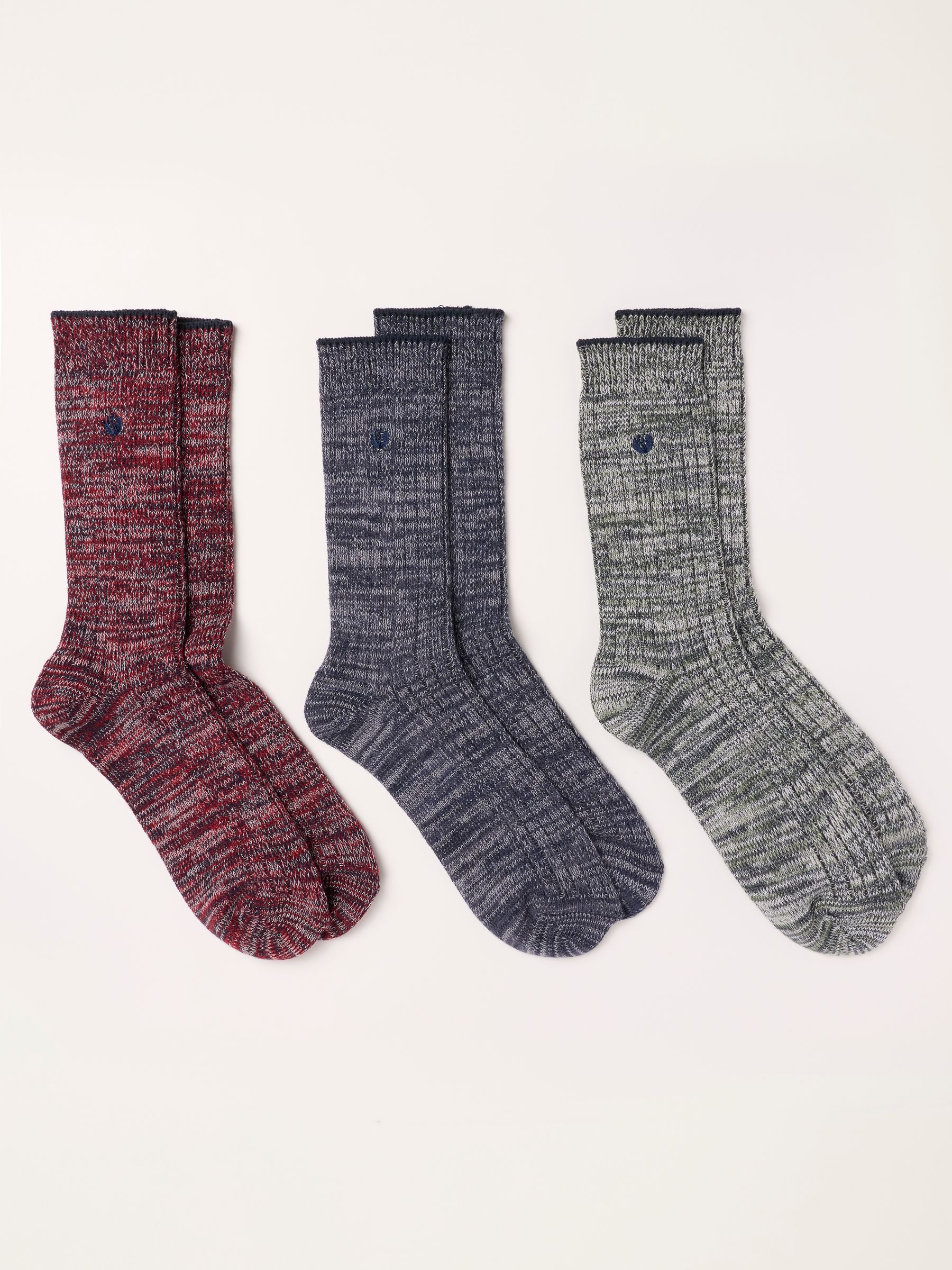 3 Pack Red/Grey/Navy Boot Socks - Image 2 of 3