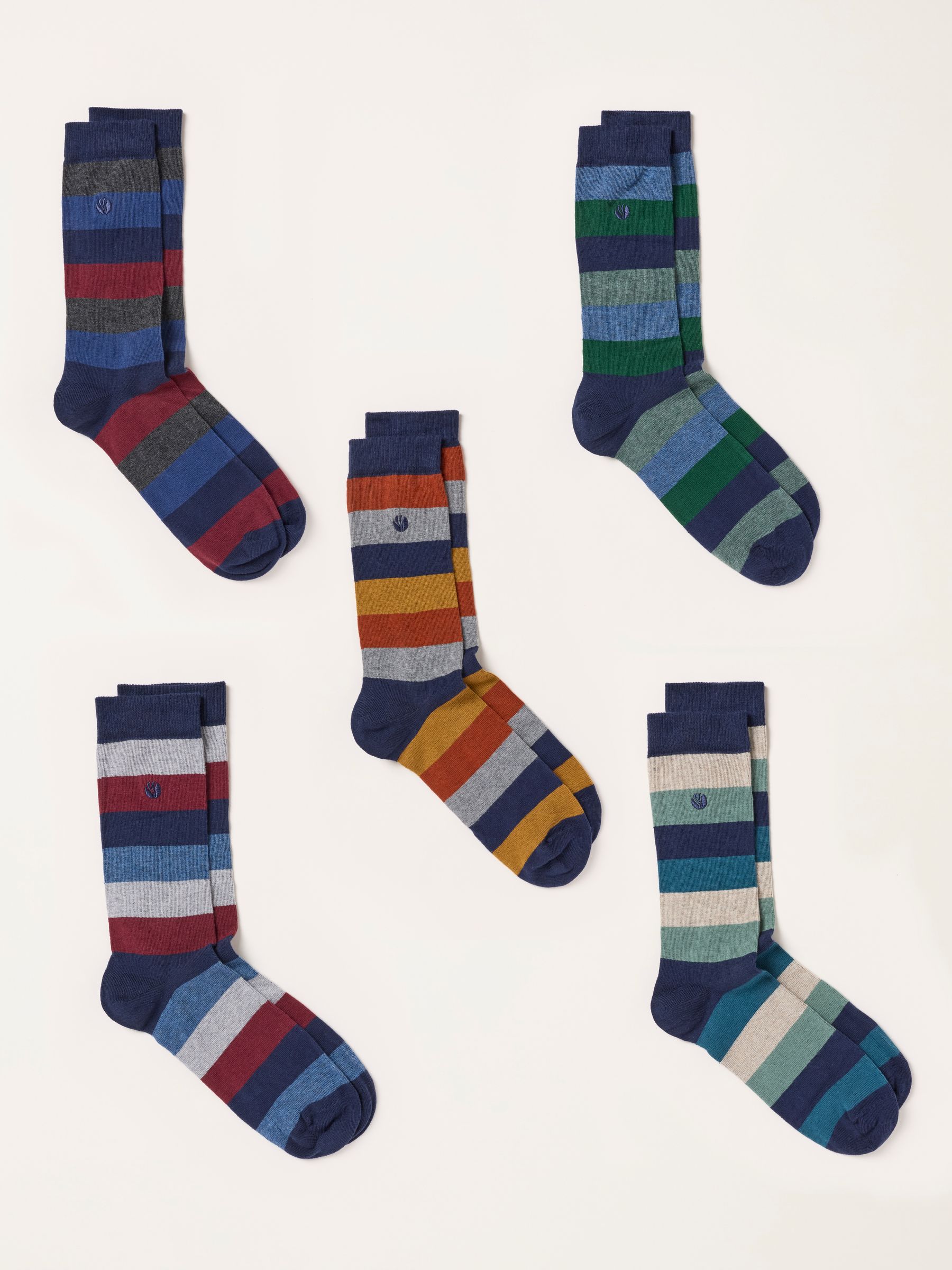 Multi Colour 5 Pairs of Striped Socks - Image 3 of 3