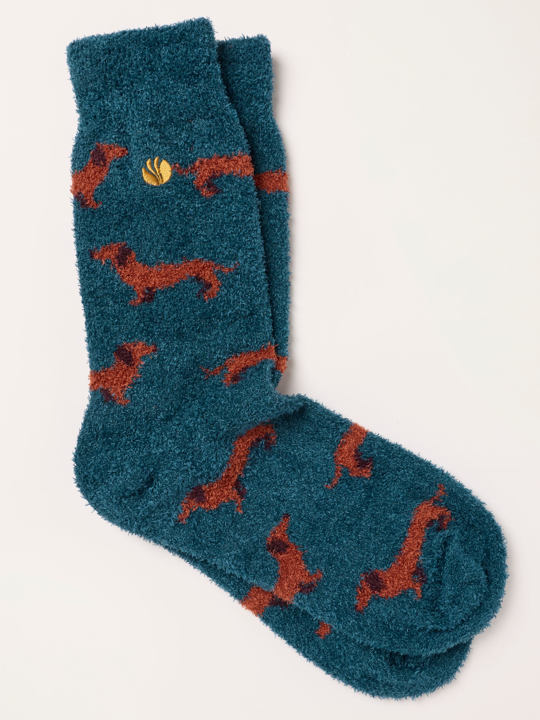 Teal Blue Fluffy Dog Socks - Image 1 of 2