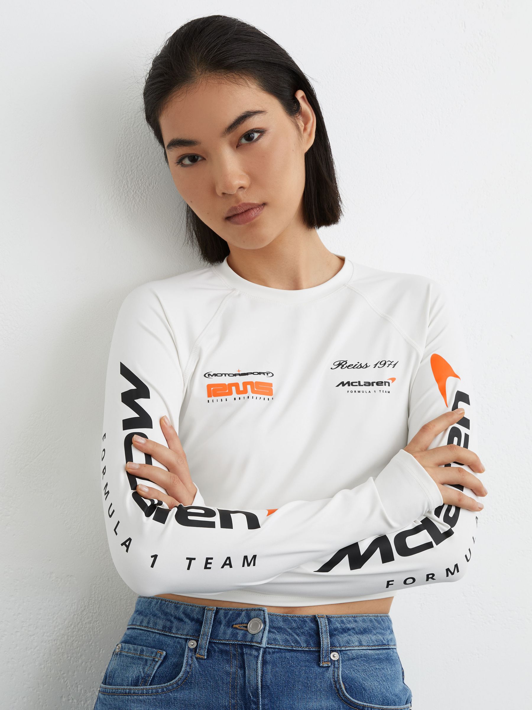 McLaren Racing Logo-Print Cropped Top in White - Image 1 of 7