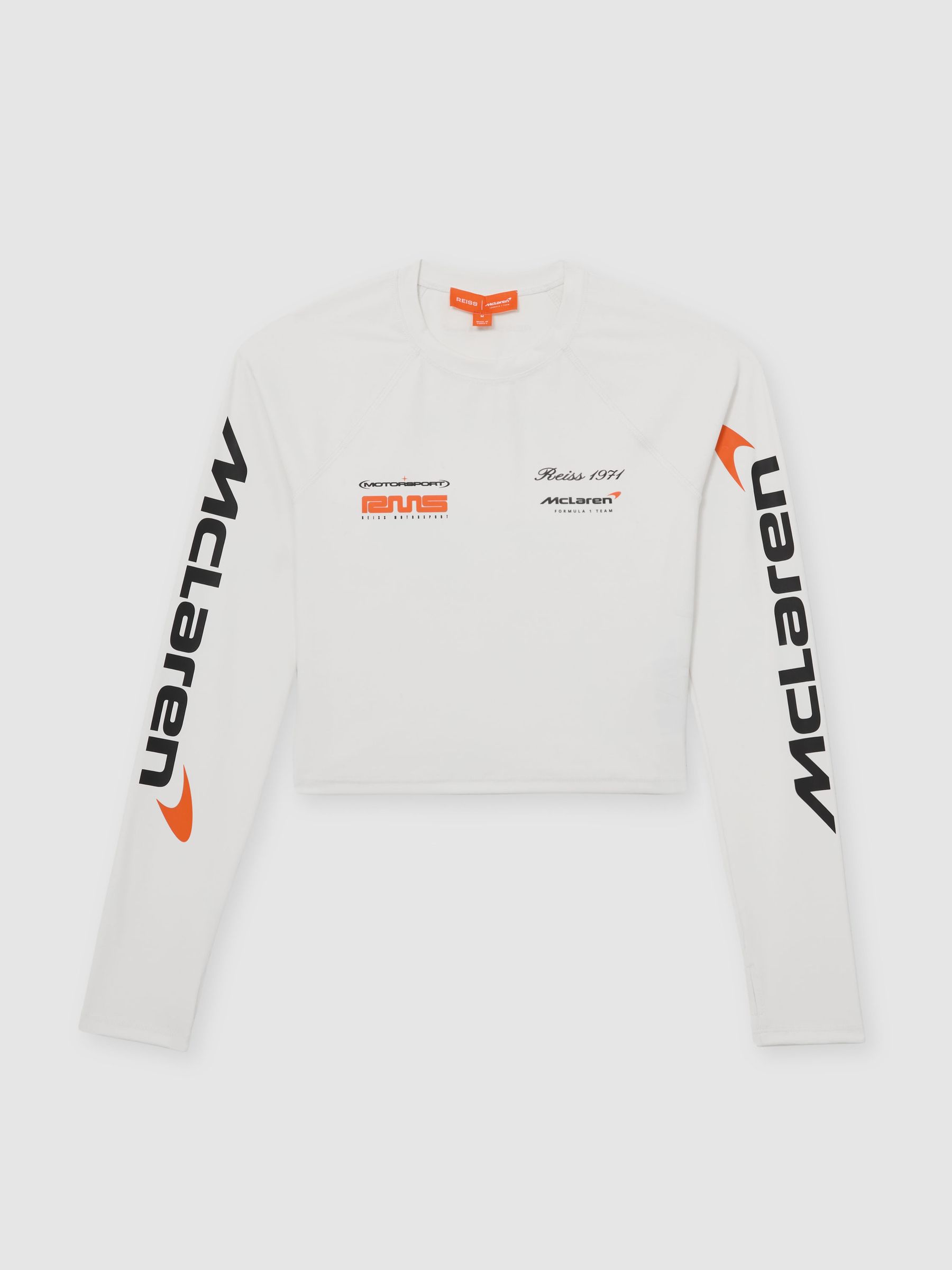 McLaren Racing Logo-Print Cropped Top in White