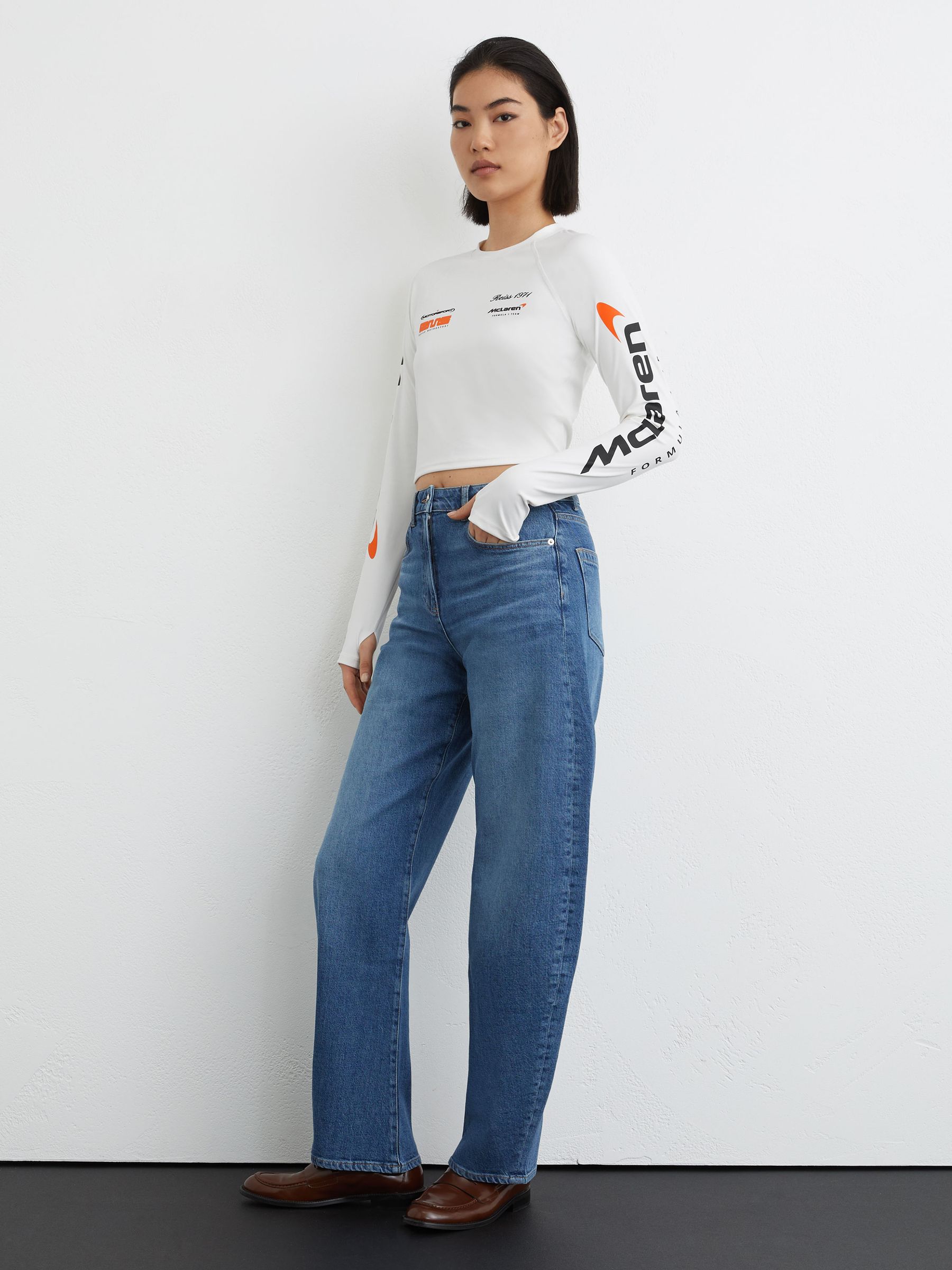 McLaren Racing Logo-Print Cropped Top in White - Image 3 of 7