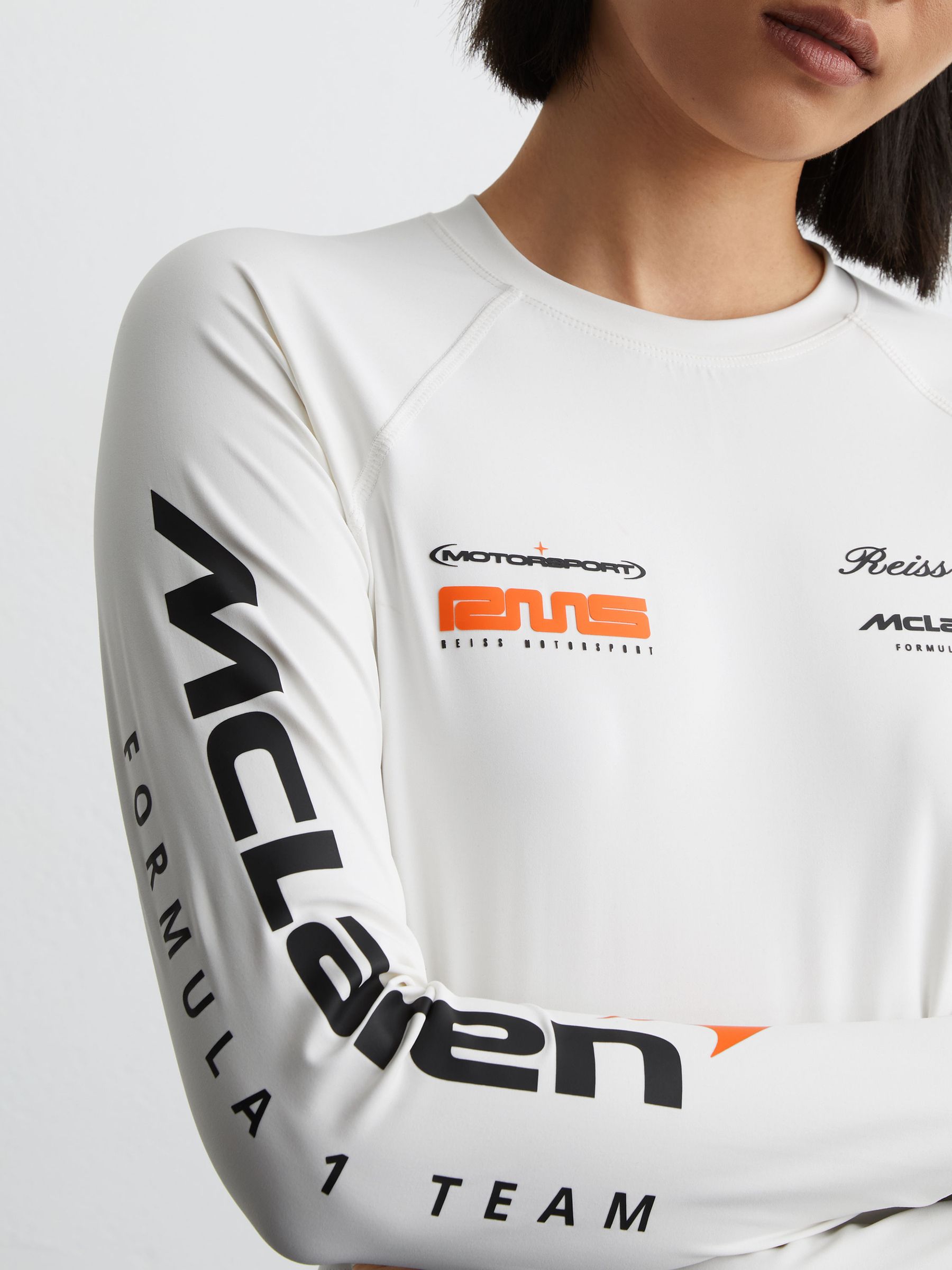 McLaren Racing Logo-Print Cropped Top in White - image 5