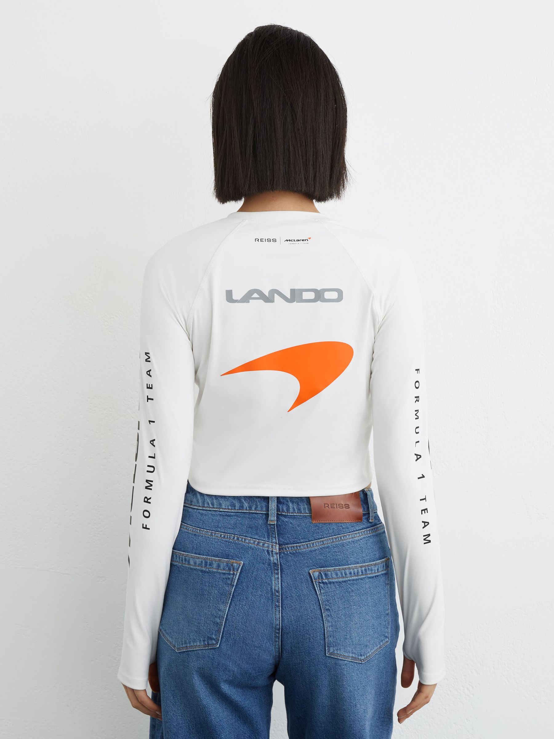 McLaren Racing Logo-Print Cropped Top in White - Image 5 of 7