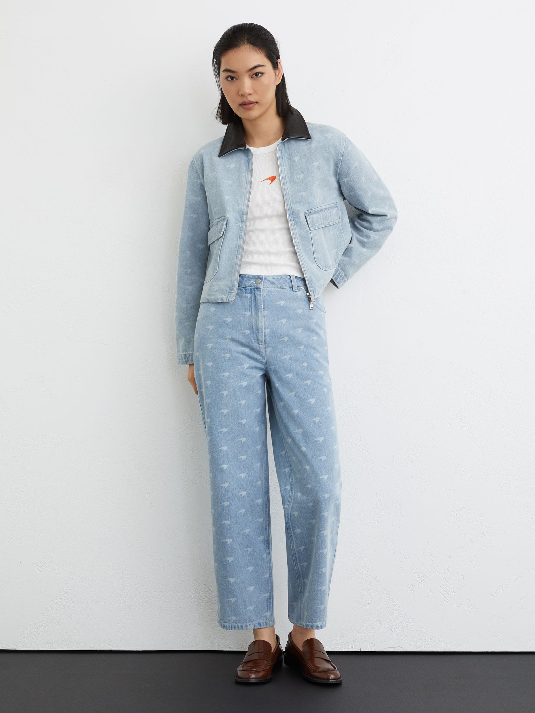 Reiss McLaren Racing Speedmark Denim Jacket in Soft Blue - REISS