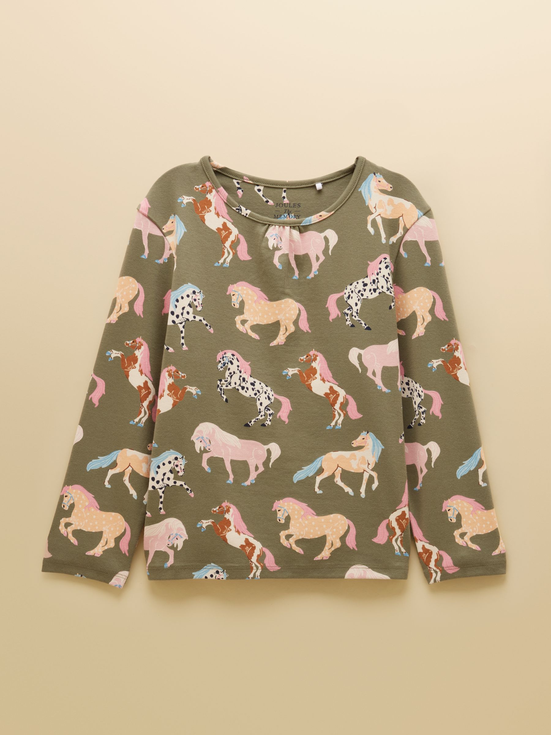 Girls' Kipwell Khaki Horses Long Sleeve Pyjama Set - Image 1 of 8
