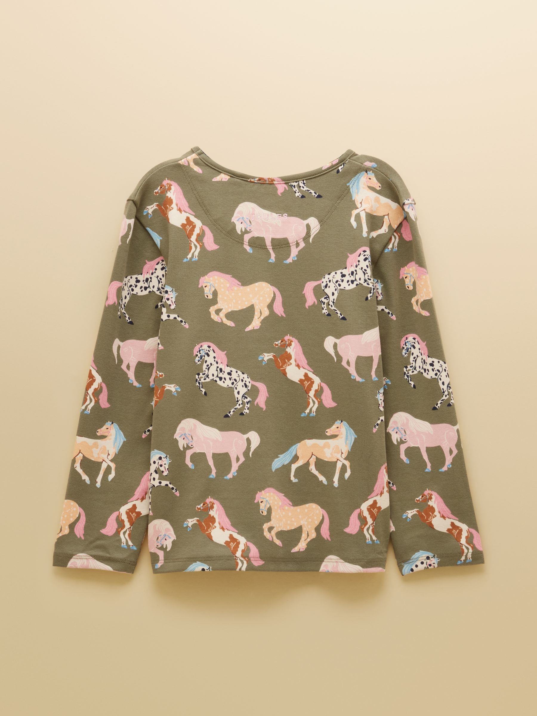 Girls' Kipwell Khaki Horses Long Sleeve Pyjama Set - Image 2 of 8