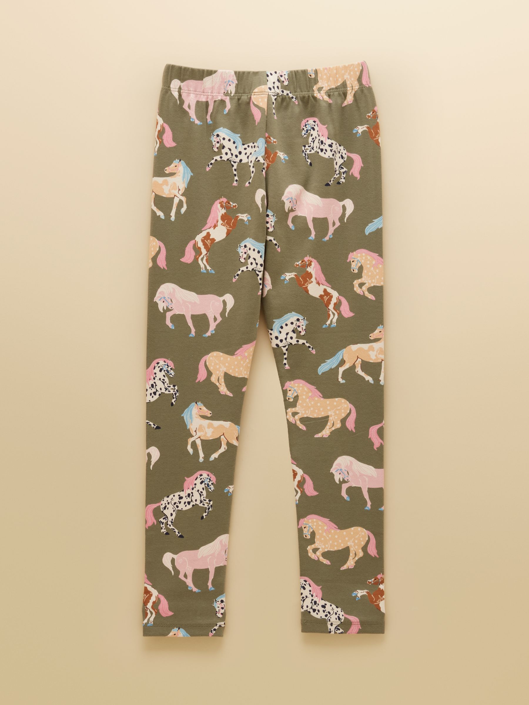 Girls' Kipwell Khaki Horses Long Sleeve Pyjama Set - Image 4 of 8