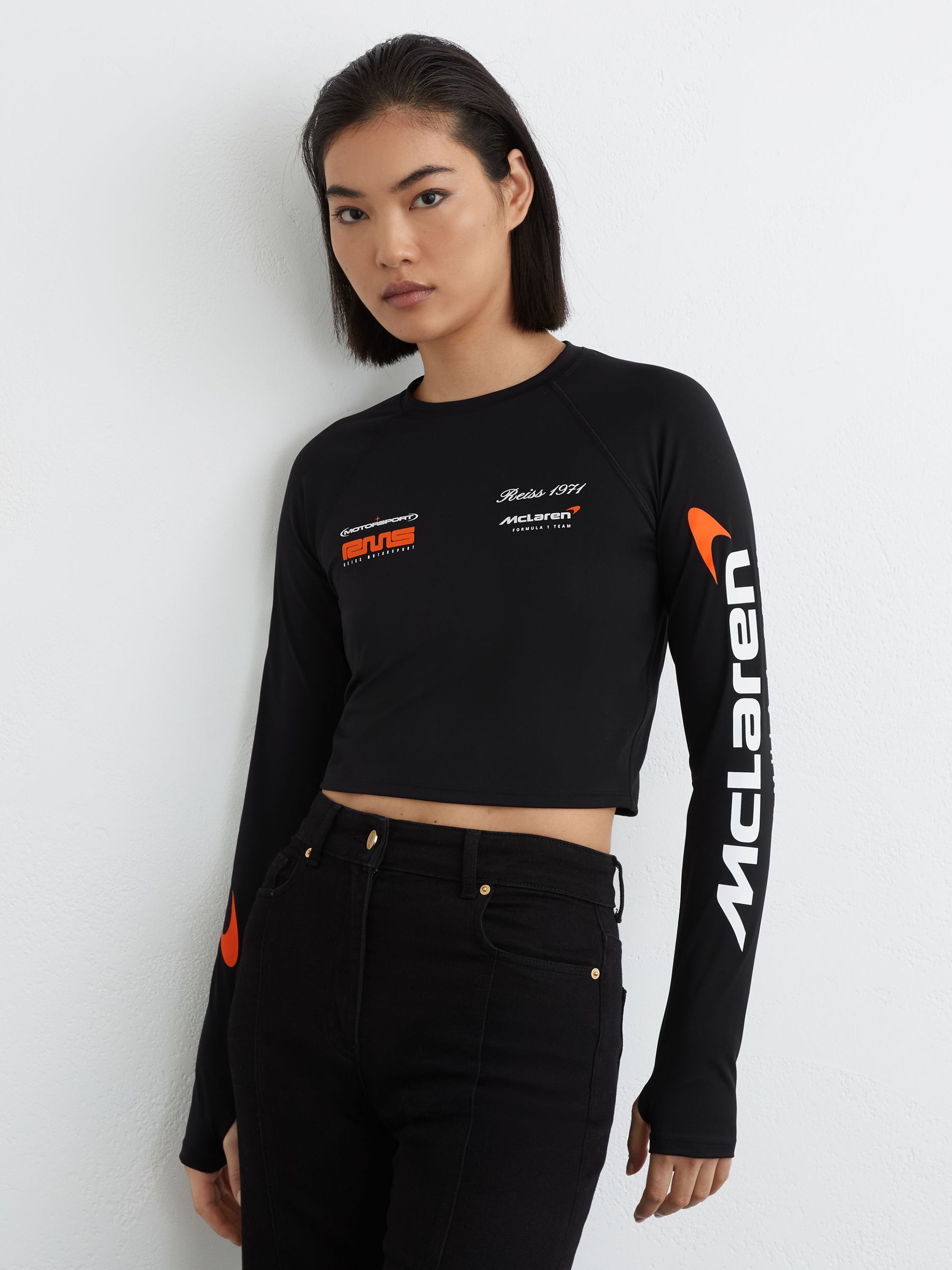 McLaren Racing Logo-Print Cropped Top in Black - Image 3 of 8