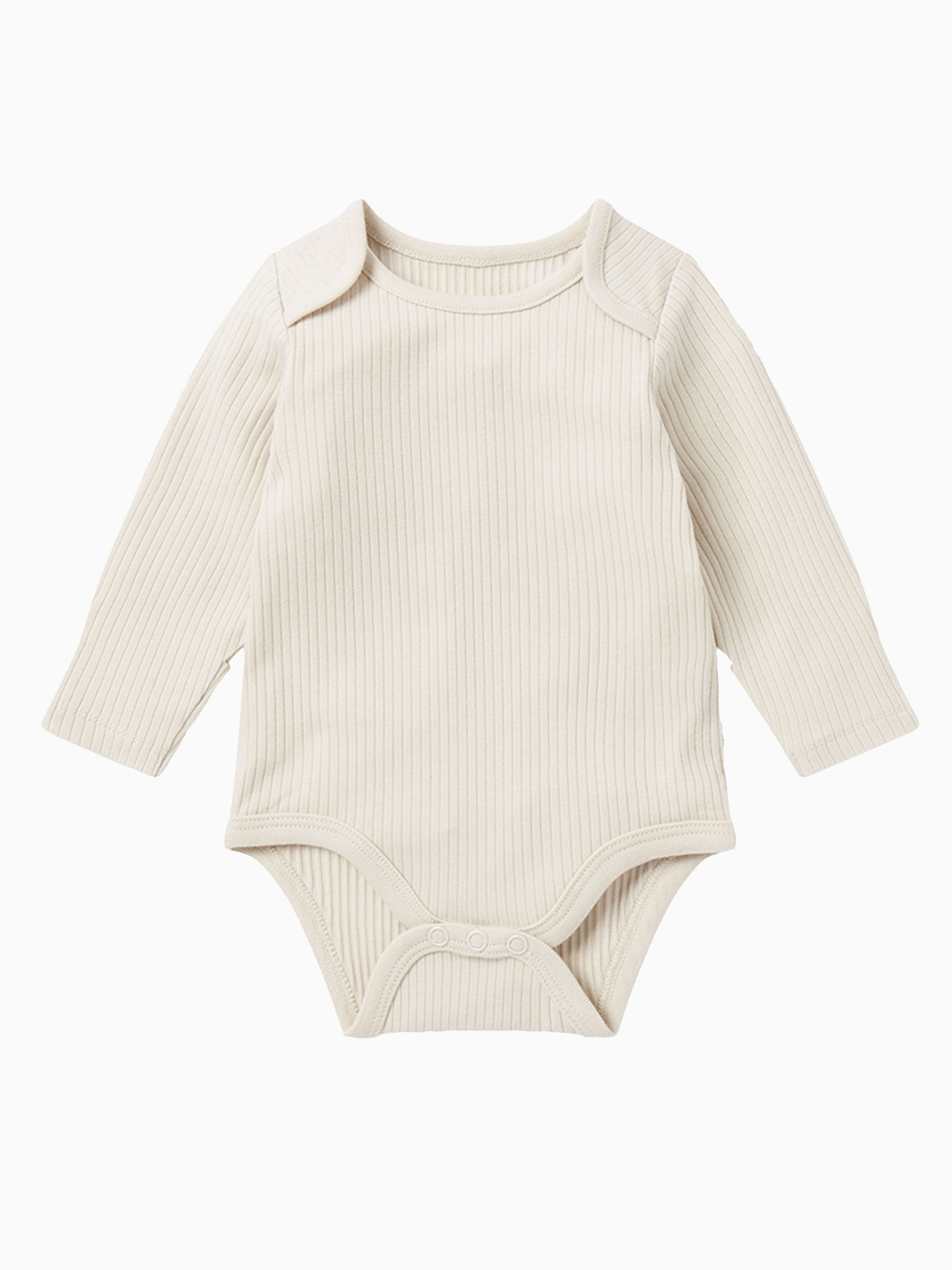 MORI Ecru White Ribbed Long Sleeve Bodysuit - Image 1 of 2