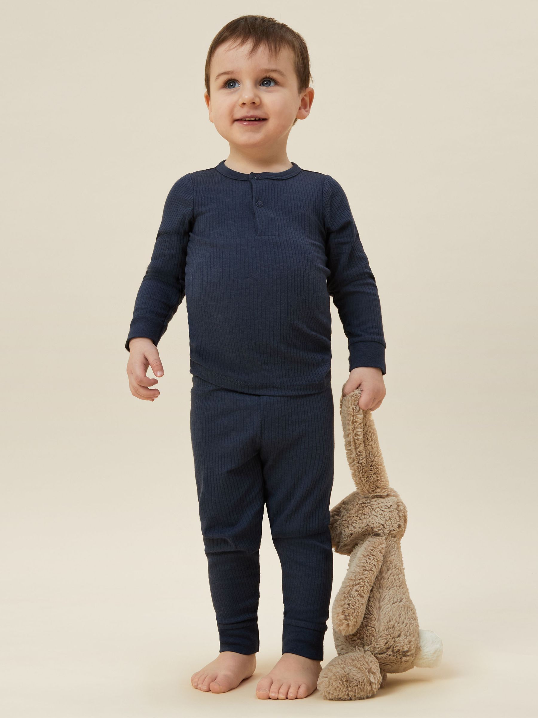 MORI Navy Ribbed Pyjamas - Image 1 of 4