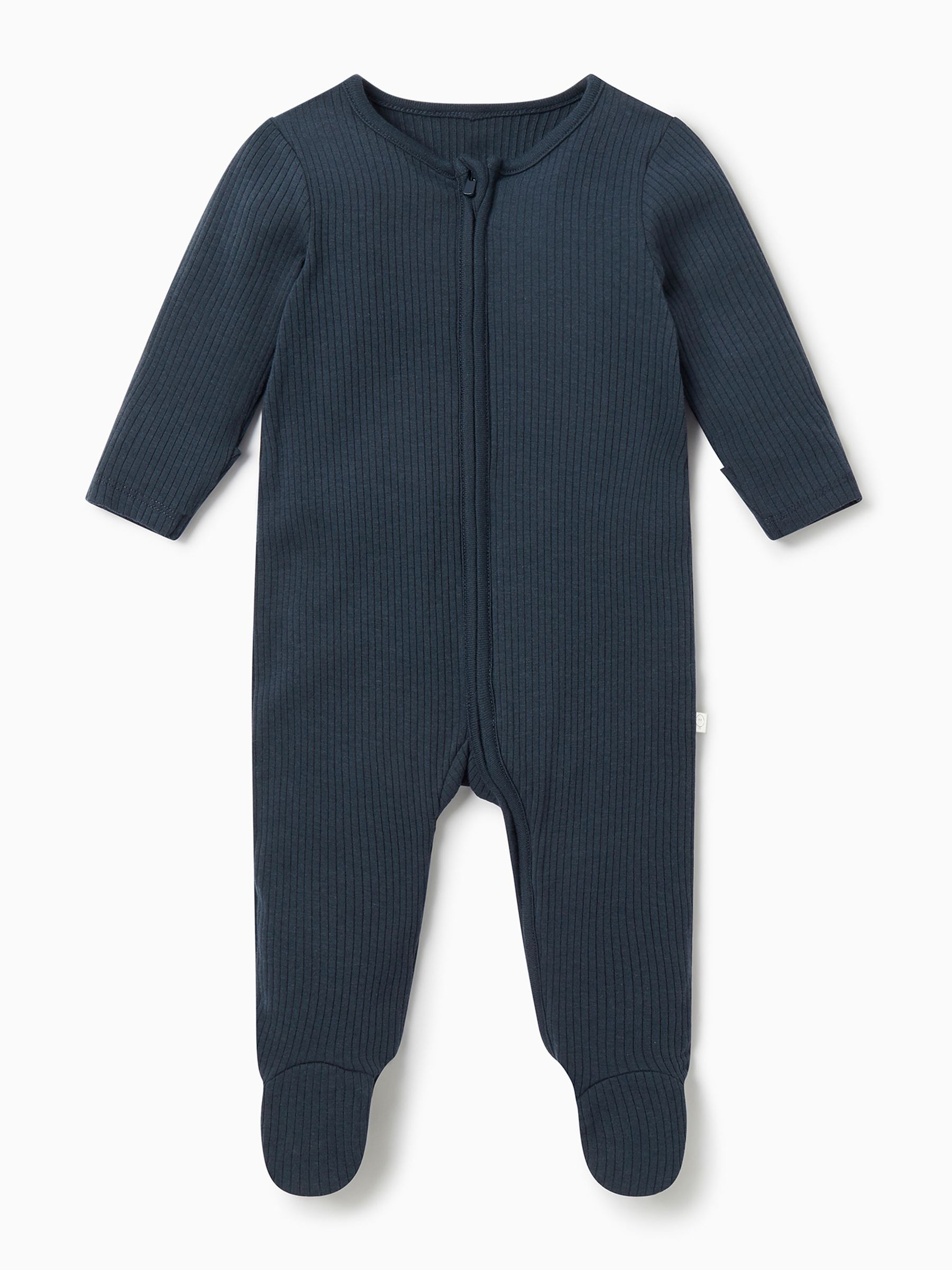 MORI Navy Ribbed Two Way Zip-Up Sleepsuit - Image 2 of 4