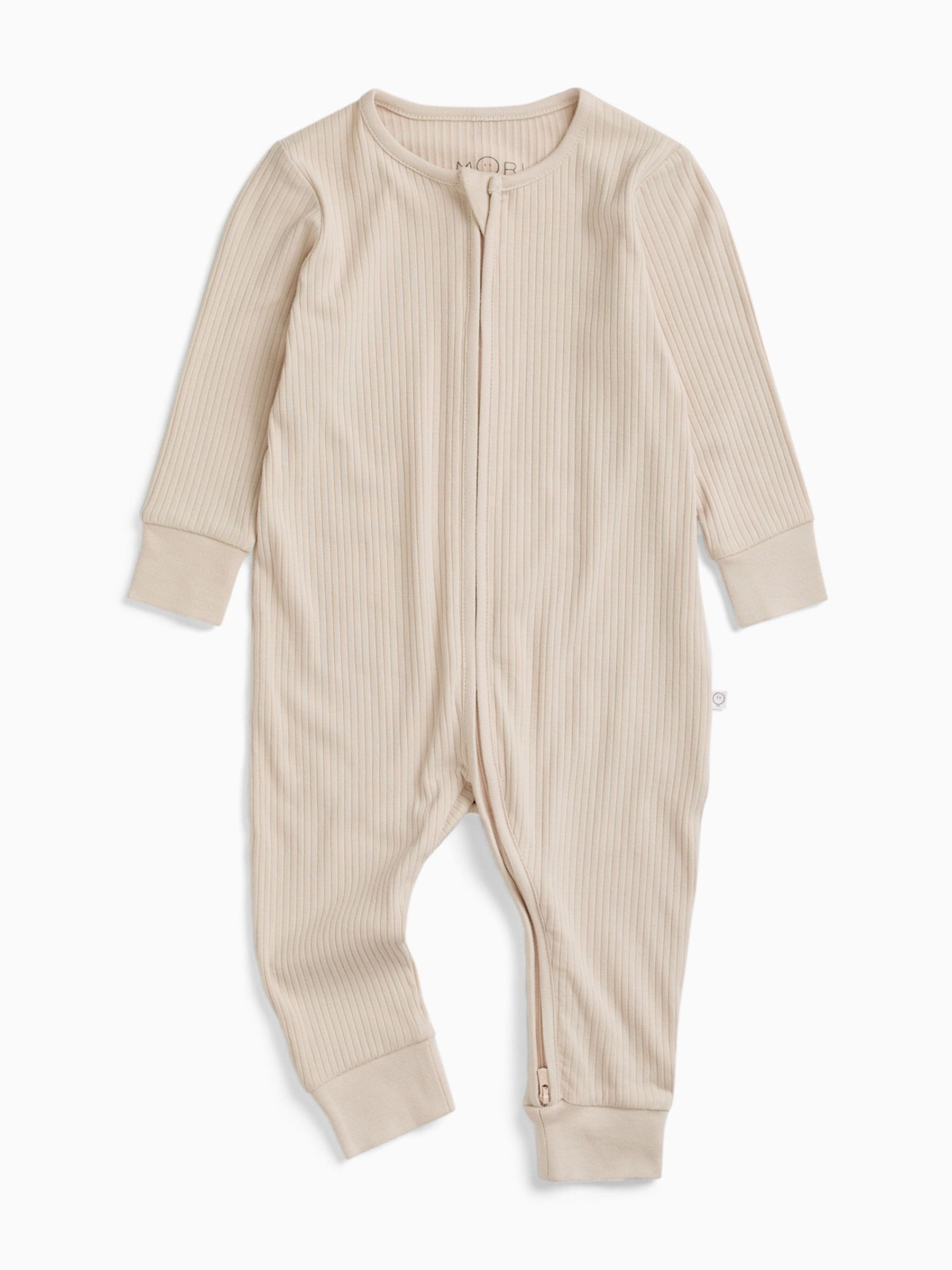 MORI Ecru White Ribbed Two Way Zip-Up Sleepsuit - Image 2 of 4