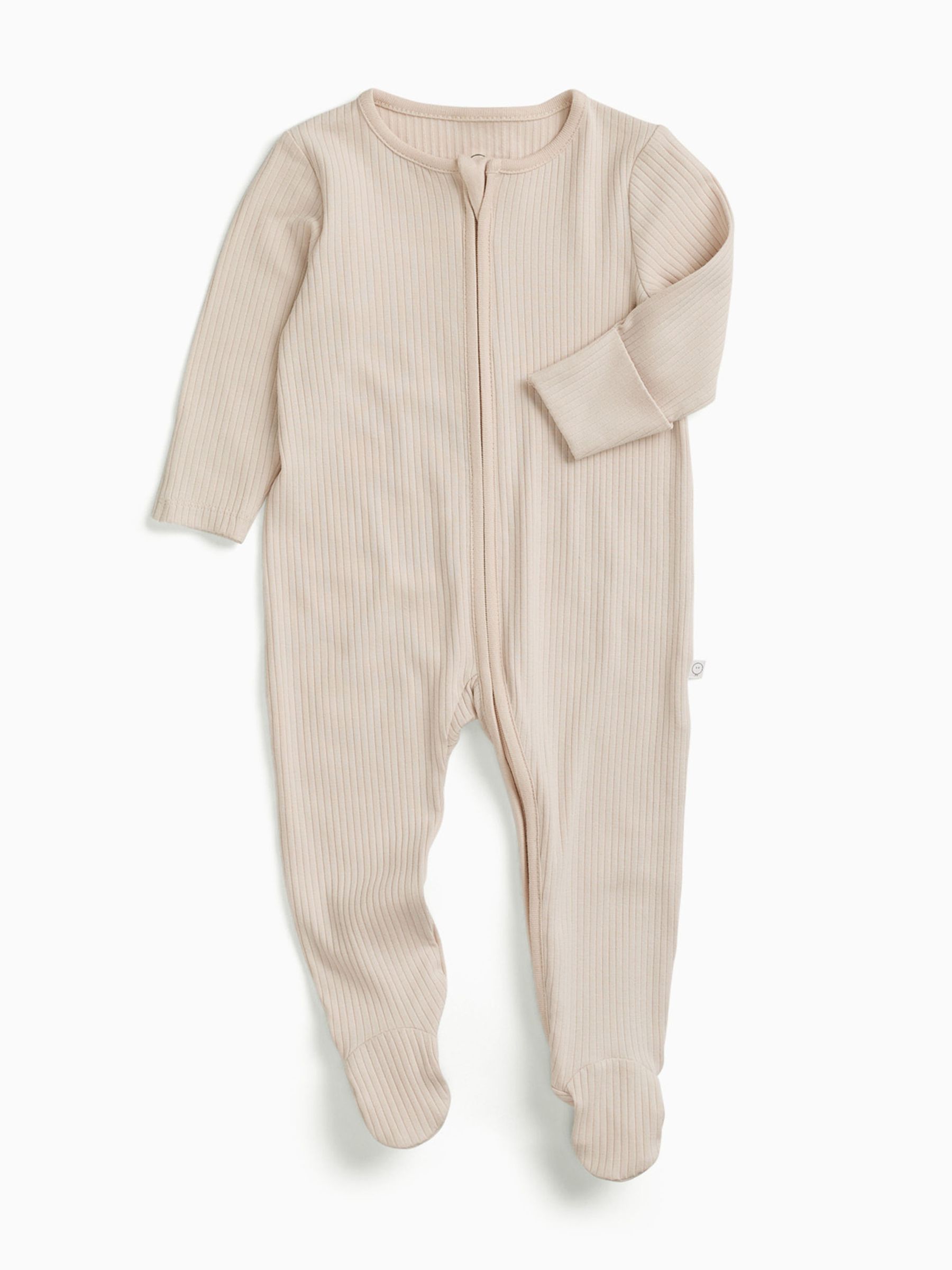 MORI Ecru White Ribbed Two Way Zip-Up Sleepsuit - Image 3 of 4
