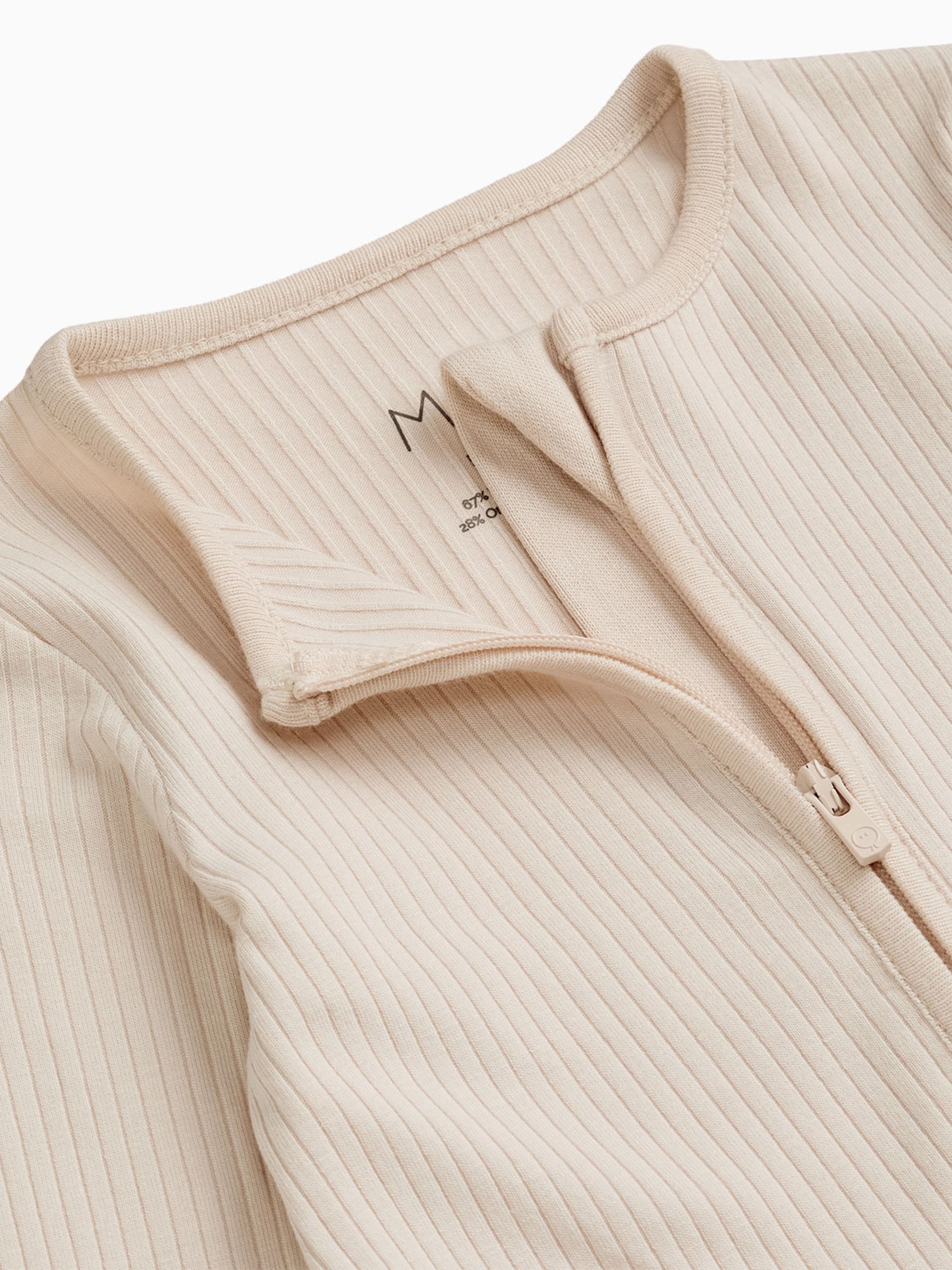 MORI Ecru White Ribbed Two Way Zip-Up Sleepsuit - Image 4 of 4