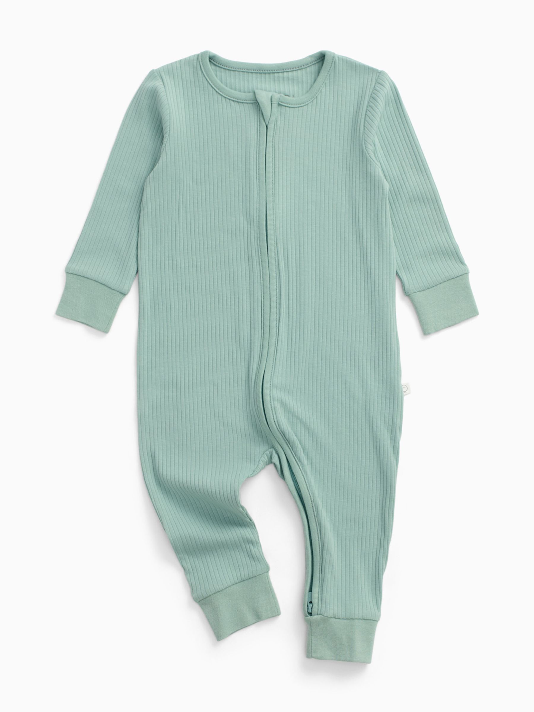 MORI Mint Green Ribbed Two Way Zip-Up Sleepsuit - Image 3 of 5