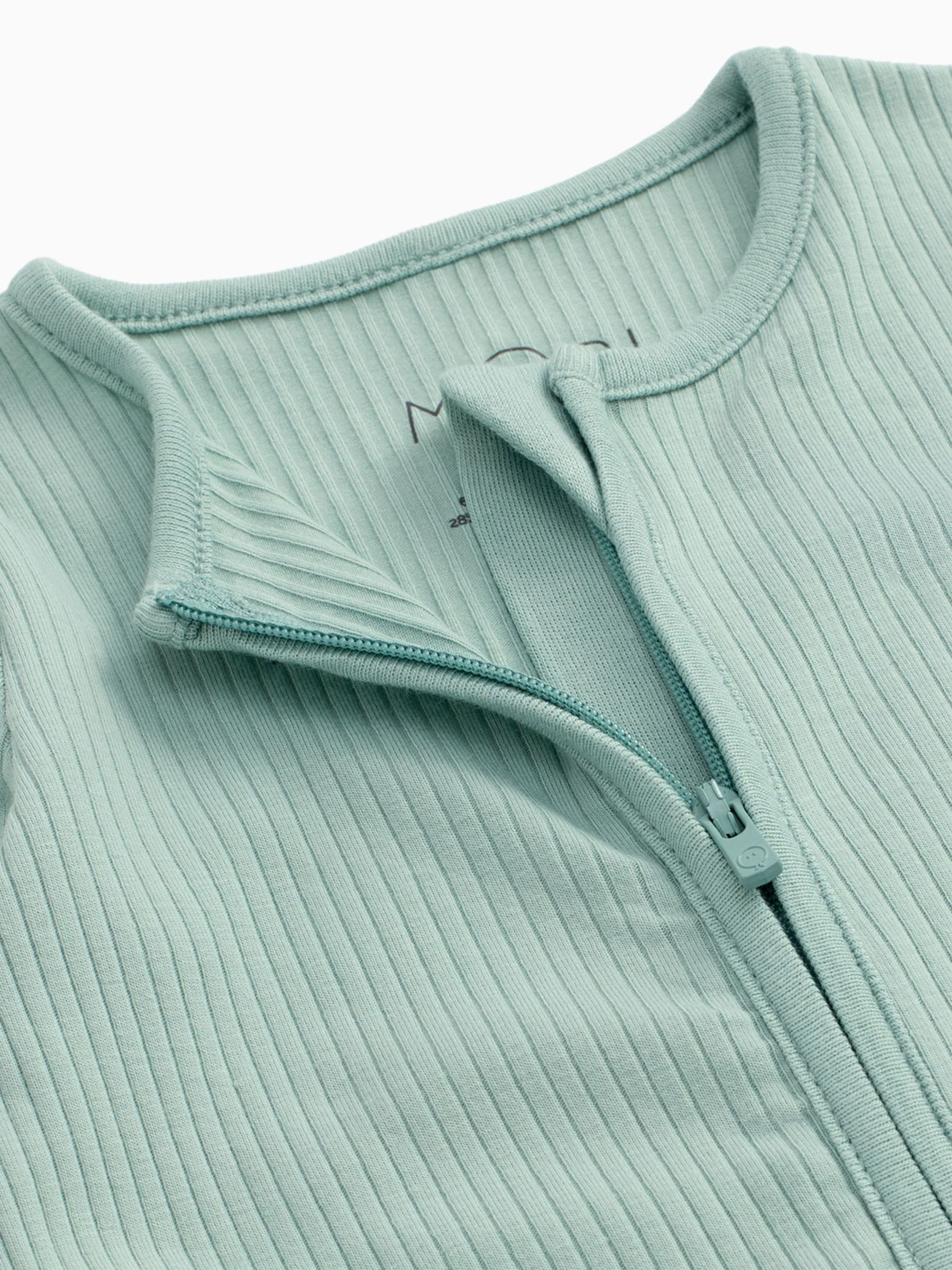 MORI Mint Green Ribbed Two Way Zip-Up Sleepsuit - Image 4 of 5